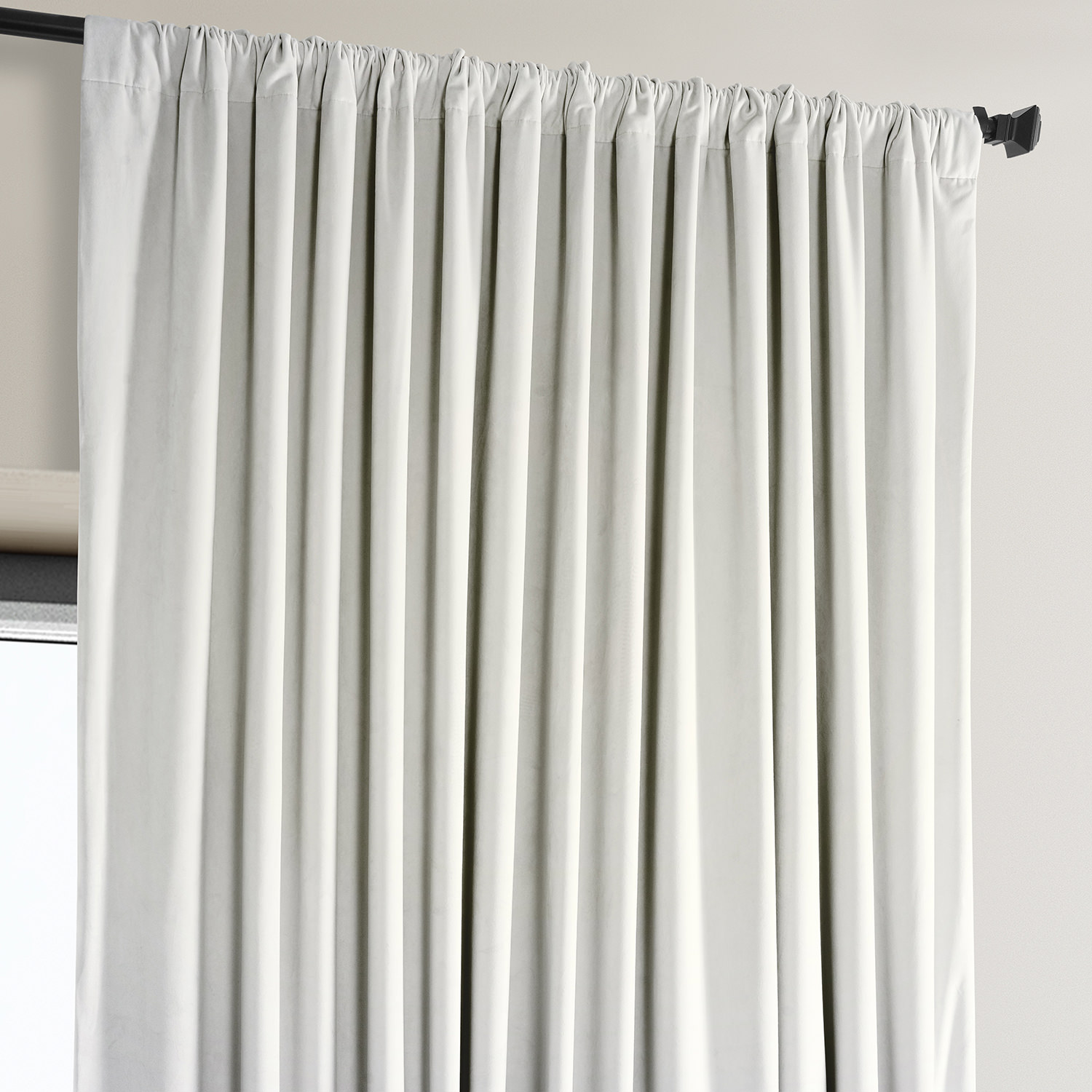 Signature Misty White Plush Velvet Extrawide Hotel Blackout Curtain