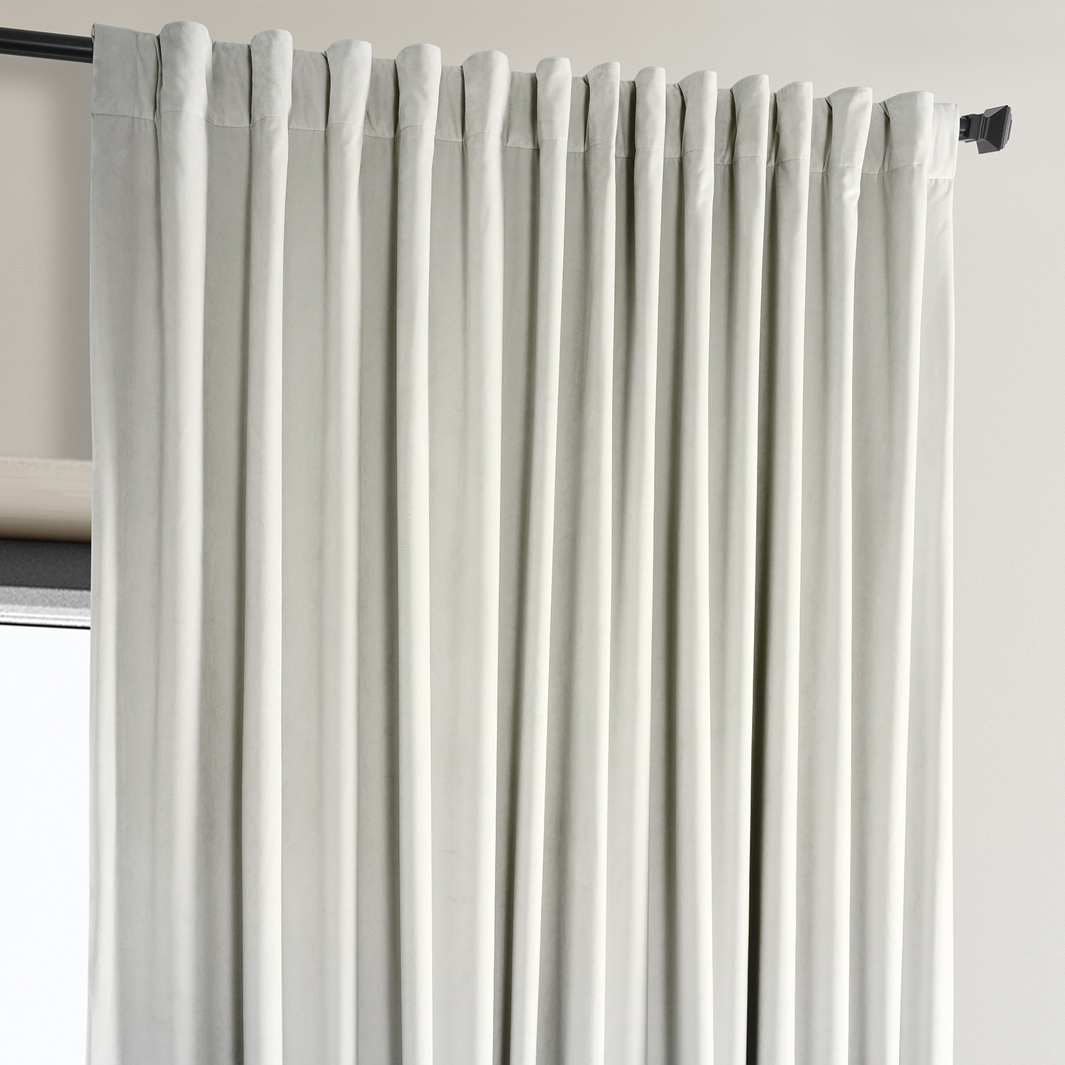 Signature Misty White Plush Velvet Extrawide Hotel Blackout Curtain