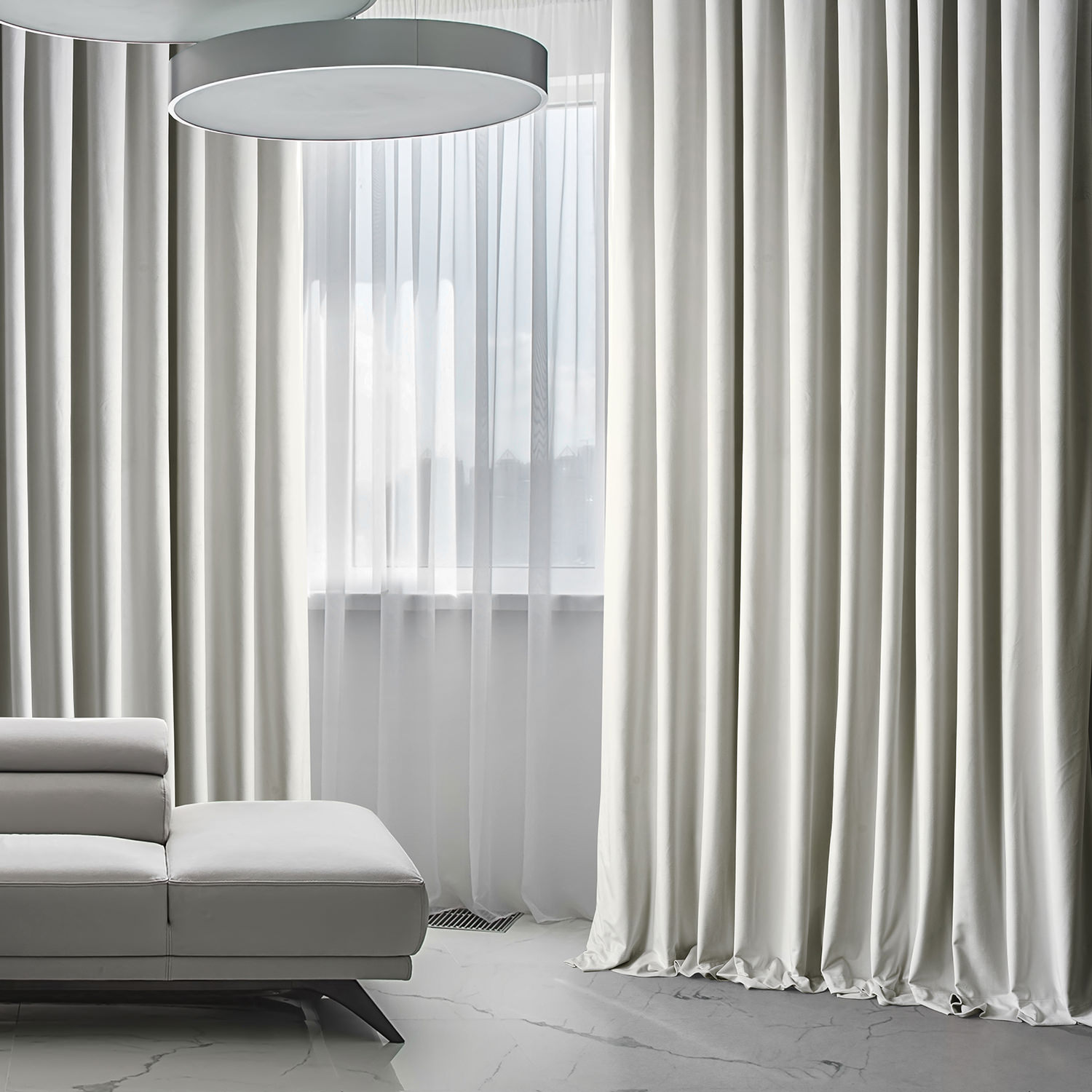 Signature Misty White Plush Velvet Extrawide Hotel Blackout Curtain