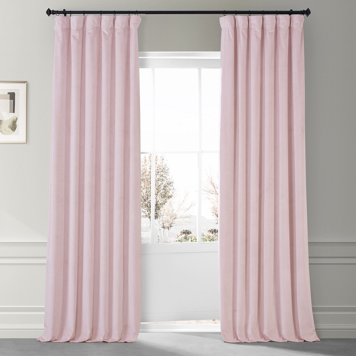 Signature Rose Water Plush Velvet Hotel Blackout Curtain