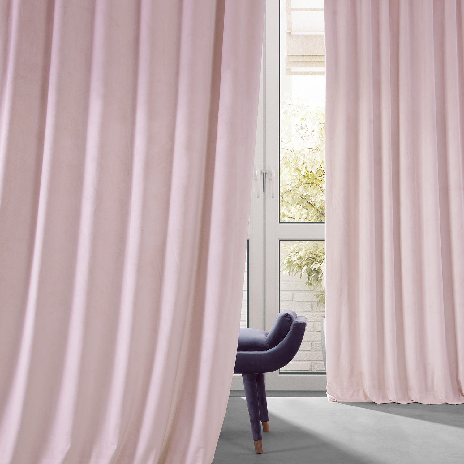 Signature Rose Water Plush Velvet Hotel Blackout Curtain