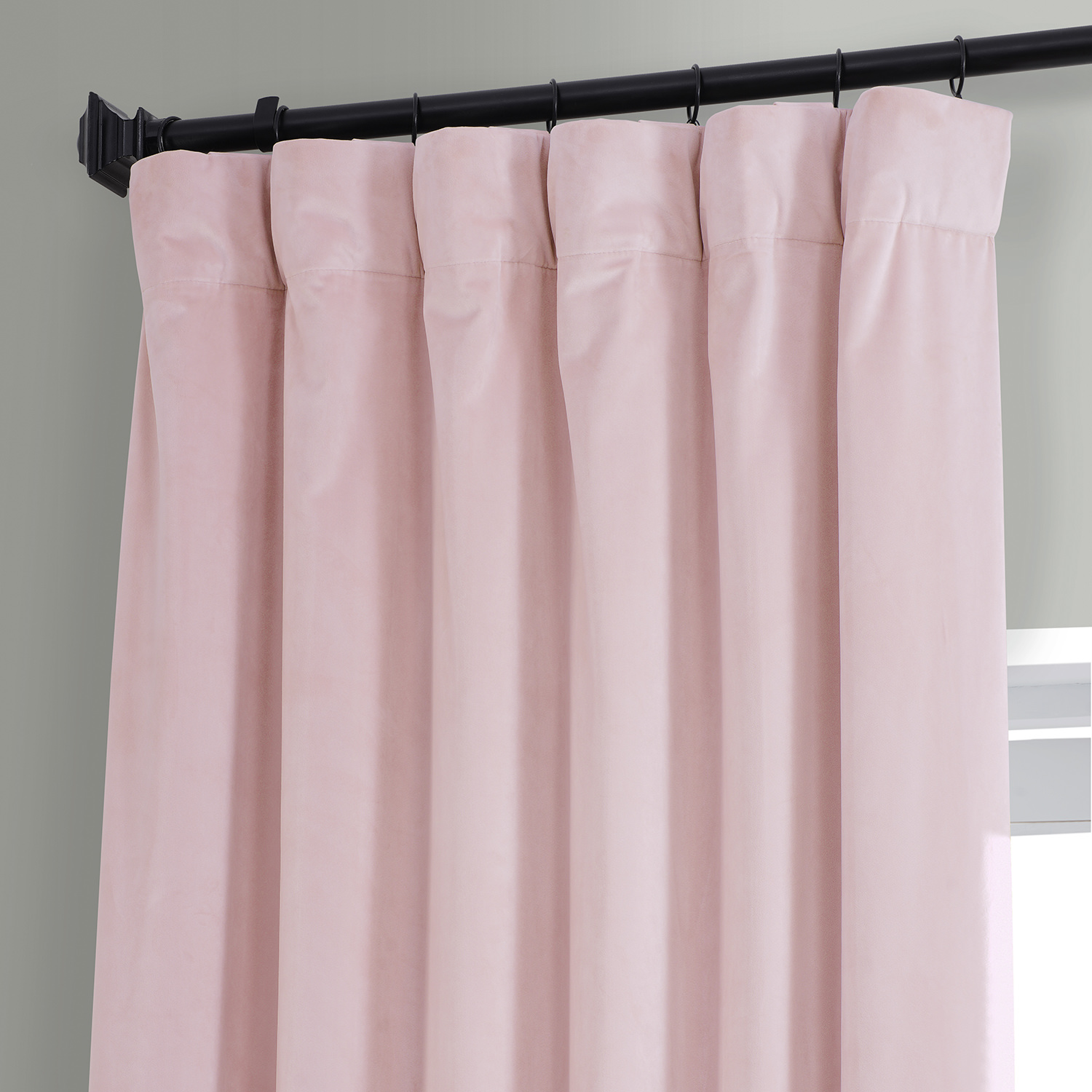 Signature Rose Water Plush Velvet Hotel Blackout Curtain