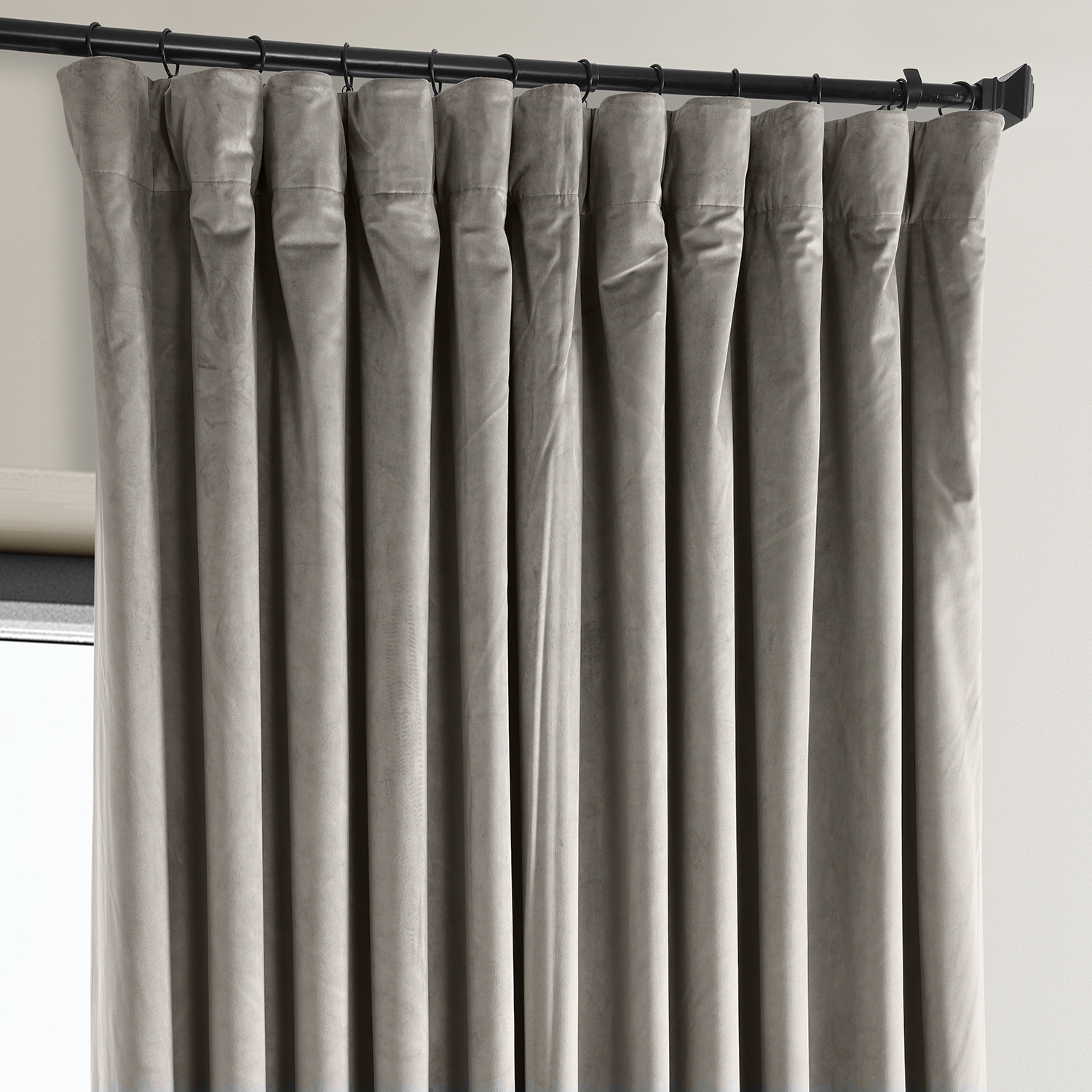 Signature Library Taupe Plush Velvet Extrawide Hotel Blackout Curtain