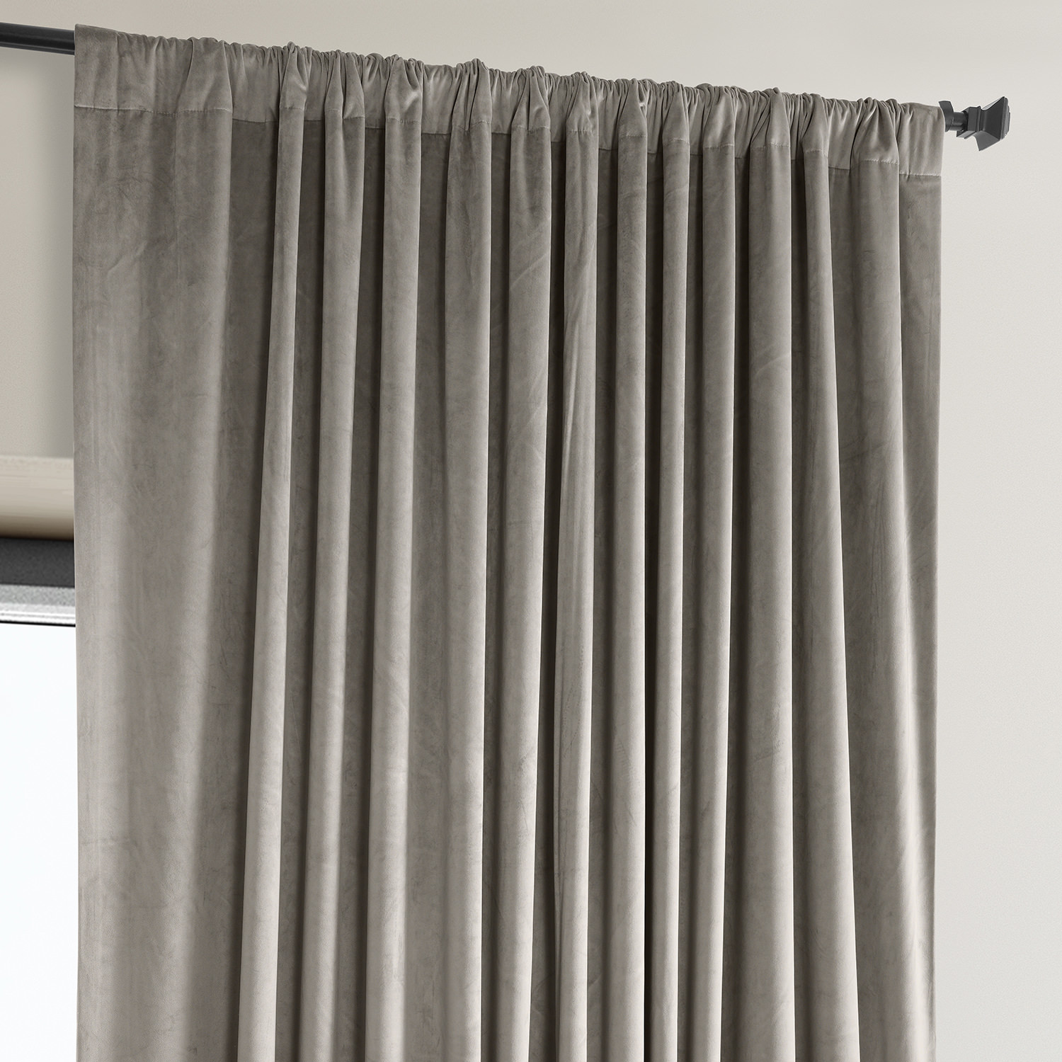 Signature Library Taupe Plush Velvet Extrawide Hotel Blackout Curtain