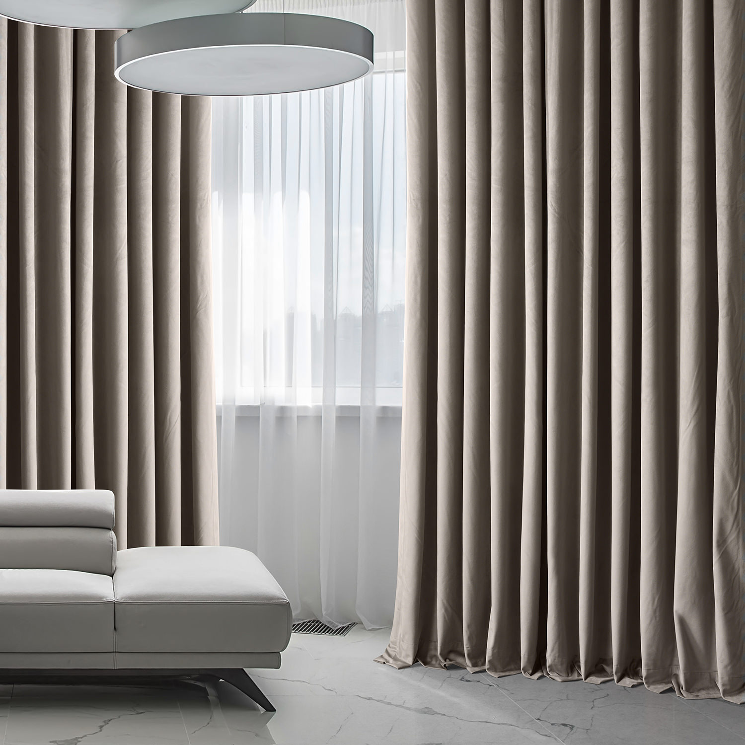 Signature Library Taupe Plush Velvet Extrawide Hotel Blackout Curtain