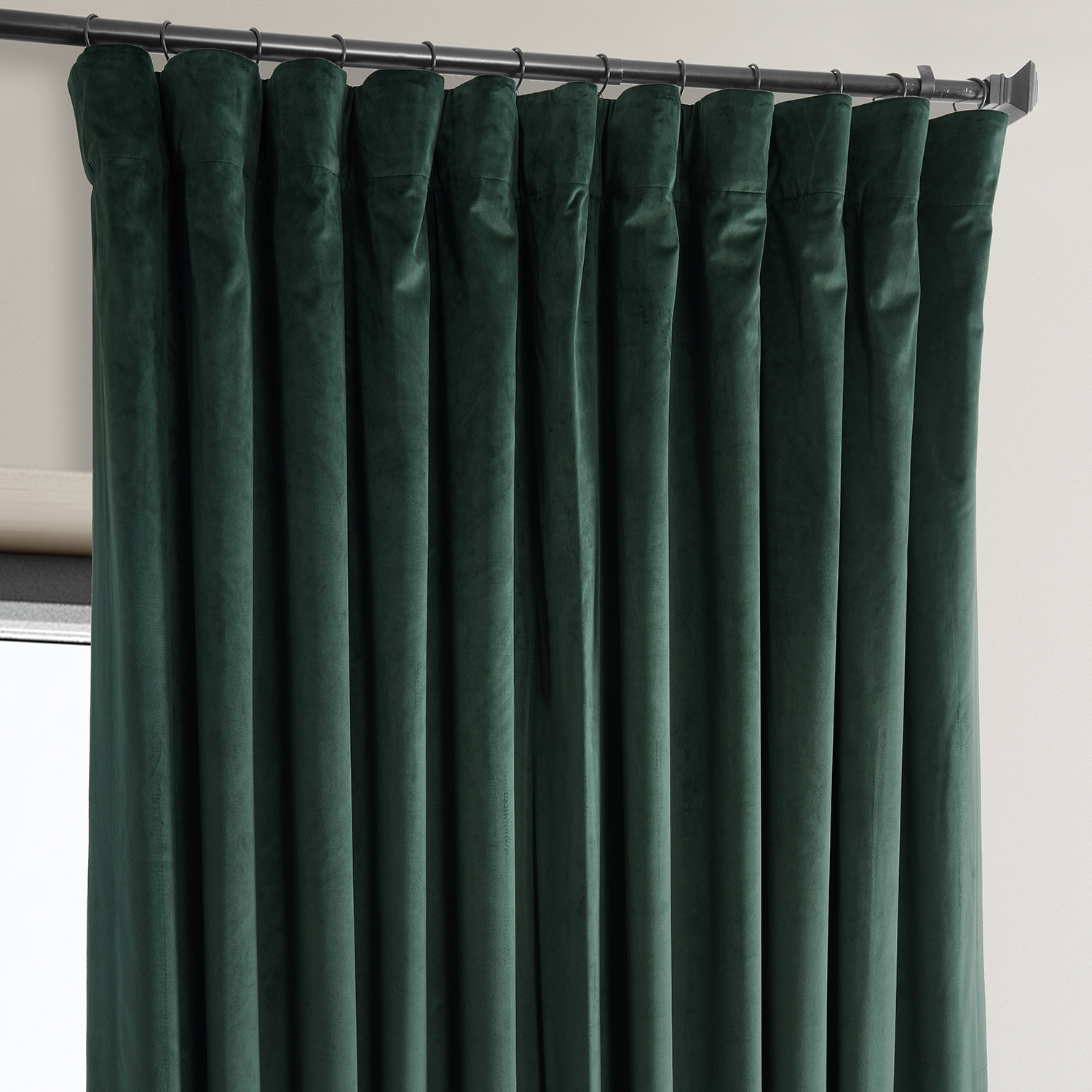 Signature Spirit Green Plush Velvet Extrawide Hotel Blackout Curtain