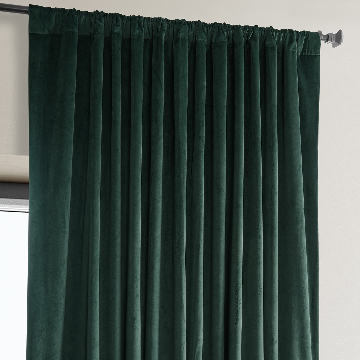 Signature Spirit Green Plush Velvet Extrawide Hotel Blackout Curtain