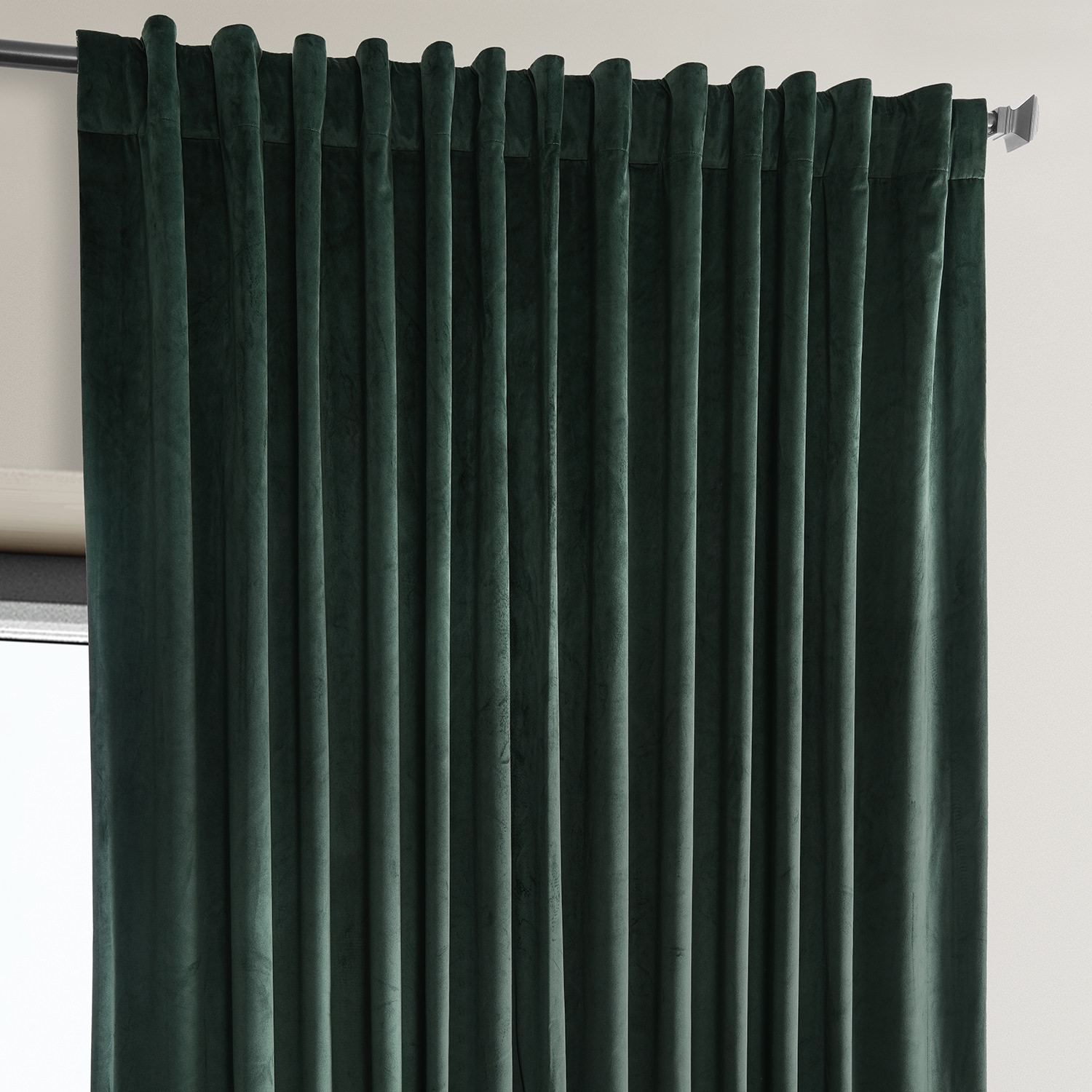 Signature Spirit Green Plush Velvet Extrawide Hotel Blackout Curtain