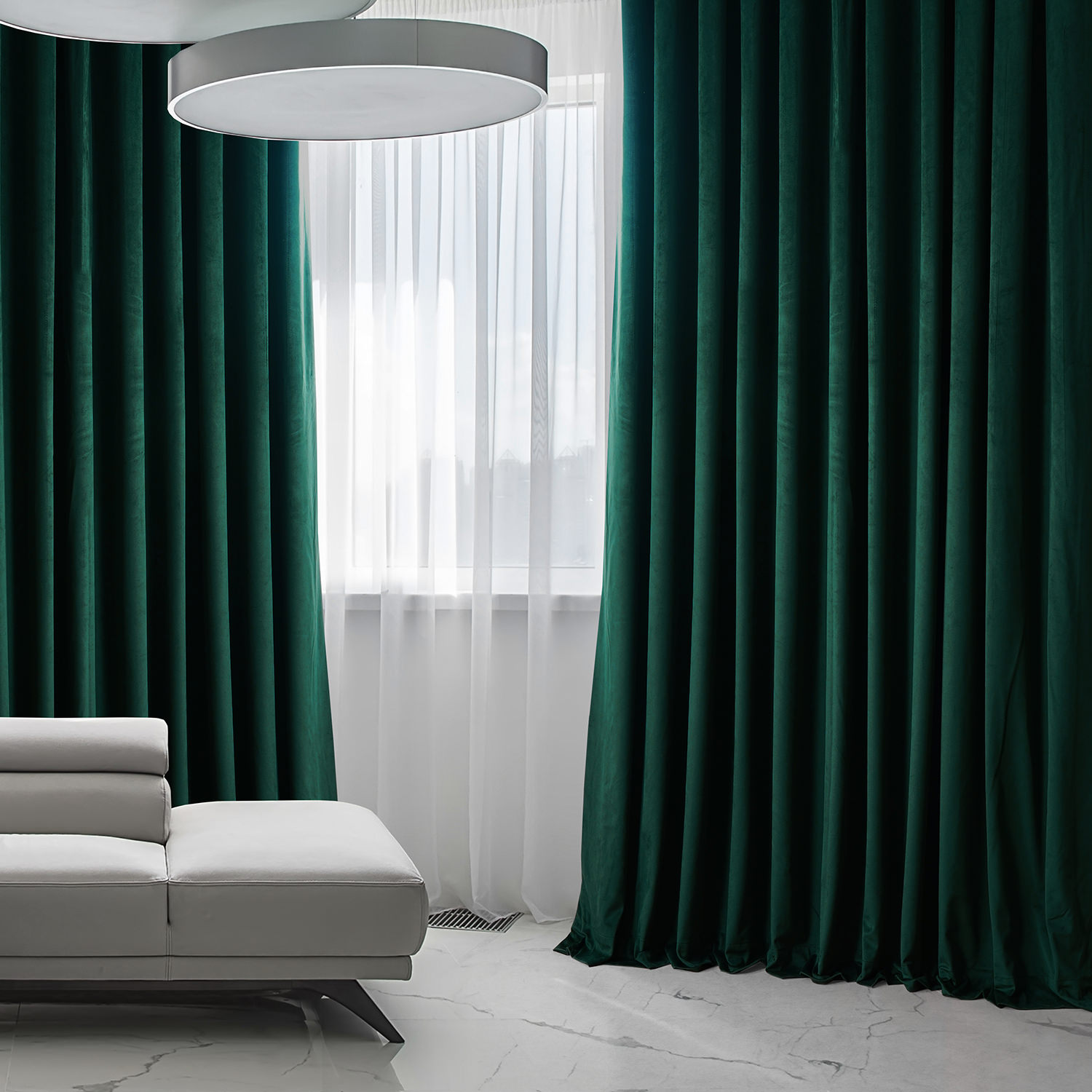 Signature Spirit Green Plush Velvet Extrawide Hotel Blackout Curtain