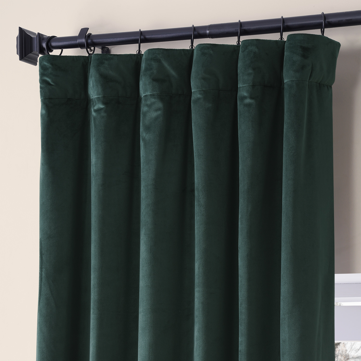 Signature Spirit Green Plush Velvet Hotel Blackout Curtain