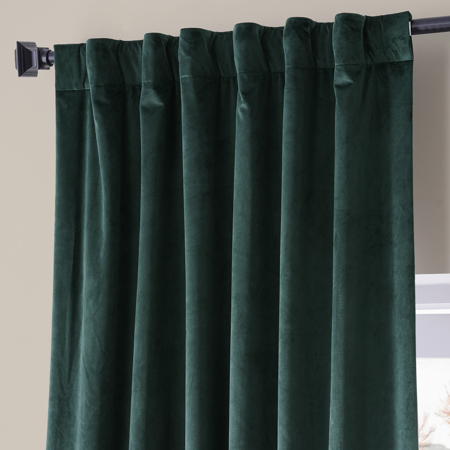 Signature Spirit Green Plush Velvet Hotel Blackout Curtain