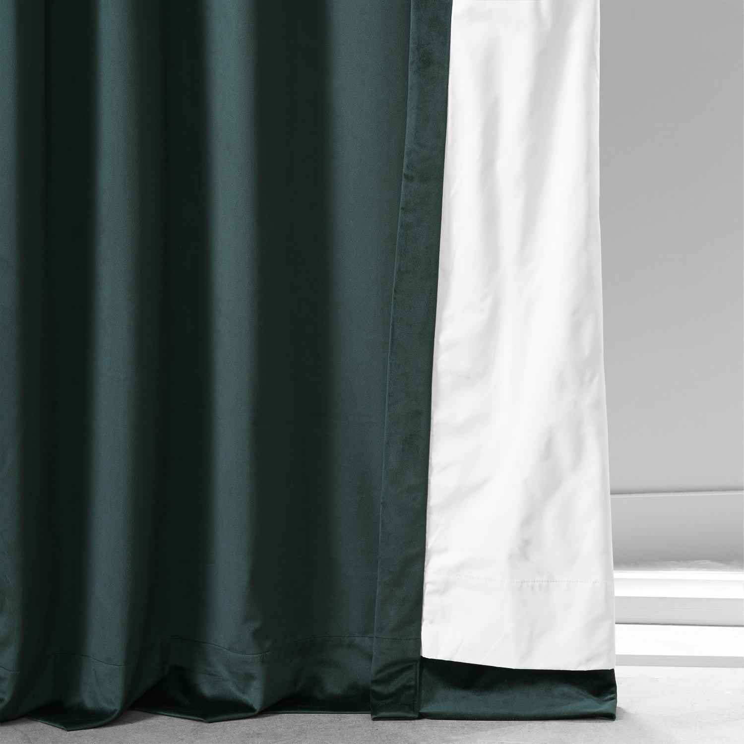 Signature Spirit Green Plush Velvet Hotel Blackout Curtain