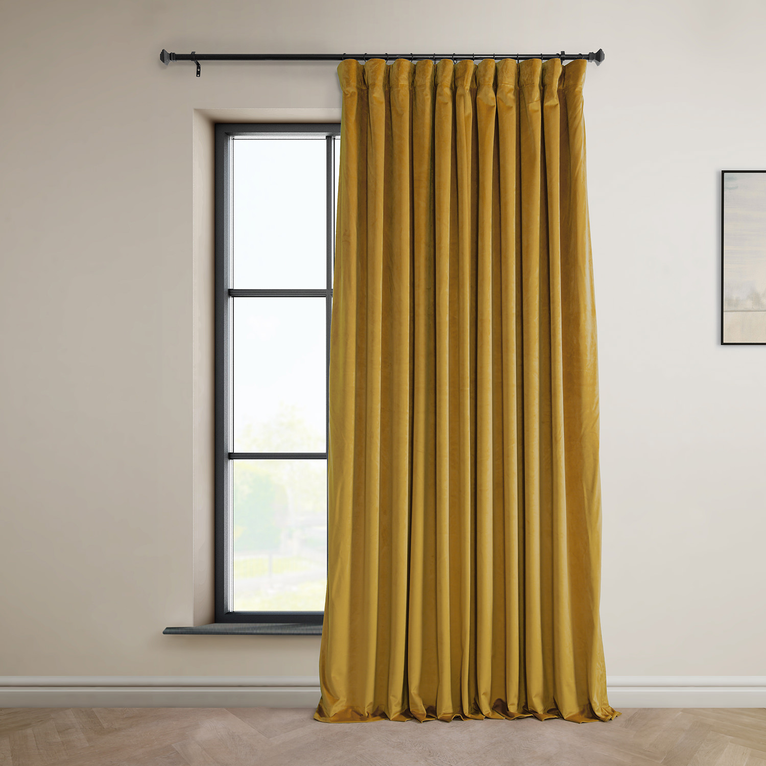 Signature Sophomore Gold Plush Velvet Extrawide Hotel Blackout Curtain