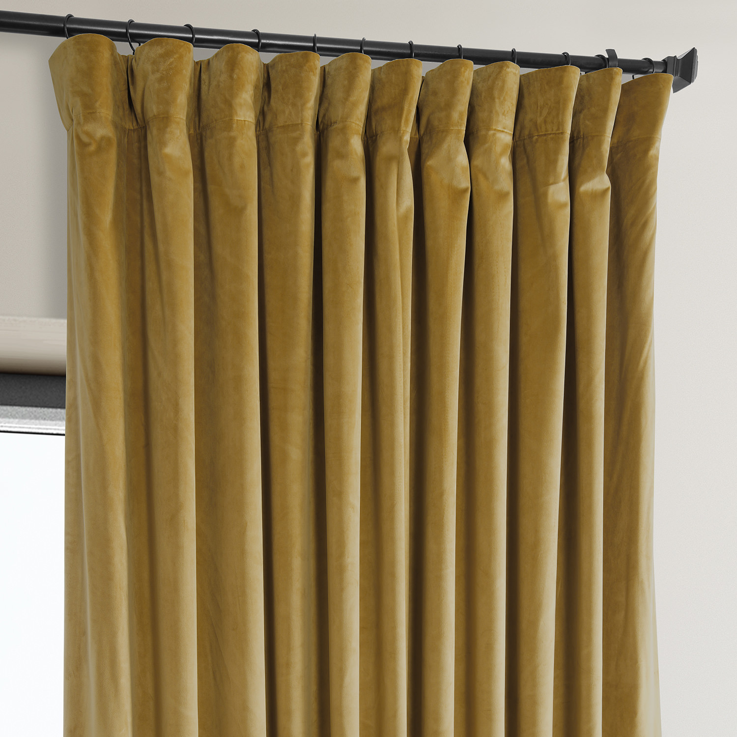 Signature Sophomore Gold Plush Velvet Extrawide Hotel Blackout Curtain