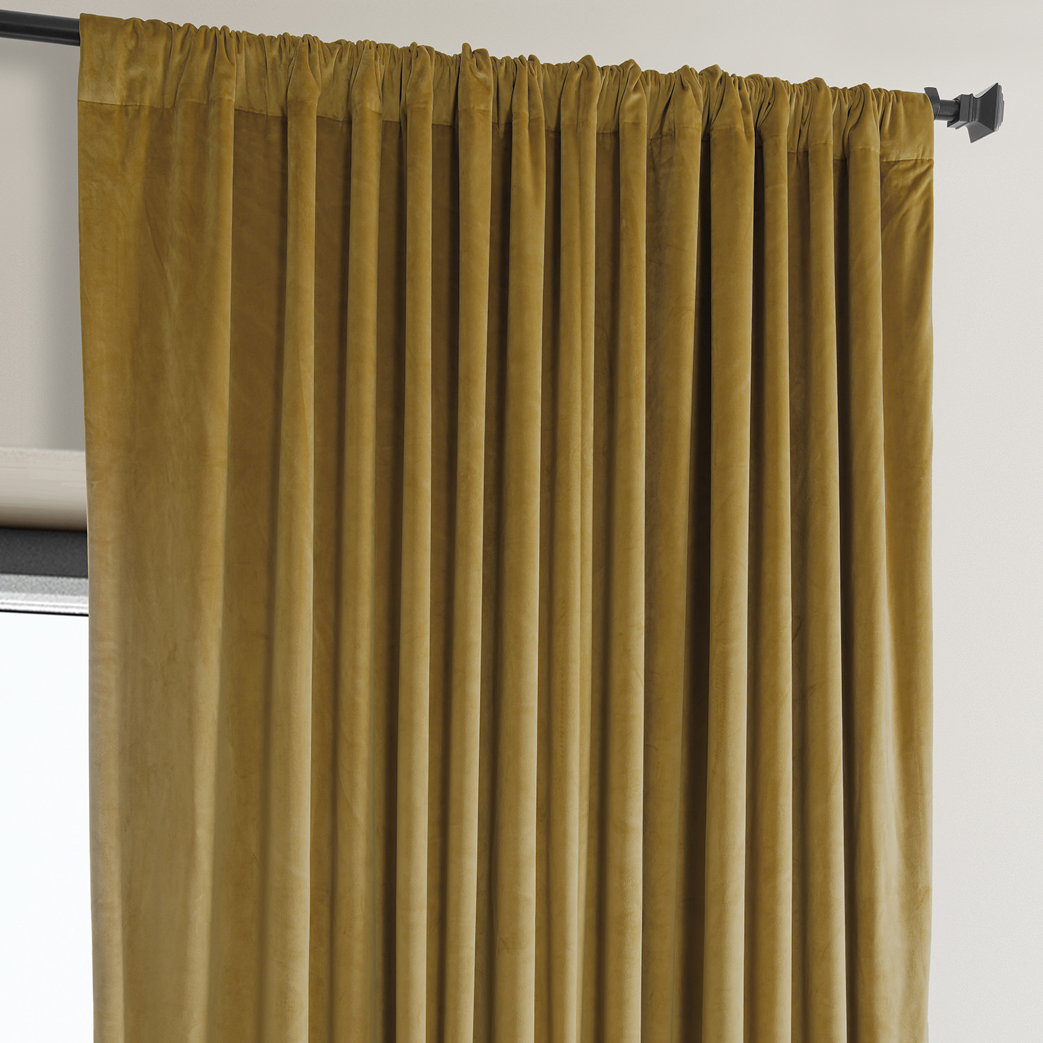 Signature Sophomore Gold Plush Velvet Extrawide Hotel Blackout Curtain