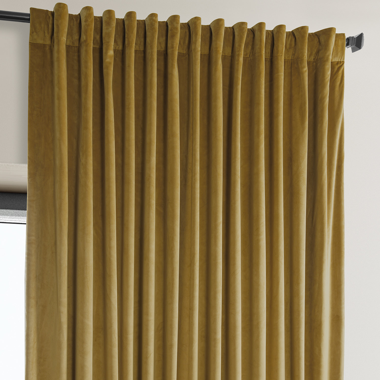 Signature Sophomore Gold Plush Velvet Extrawide Hotel Blackout Curtain