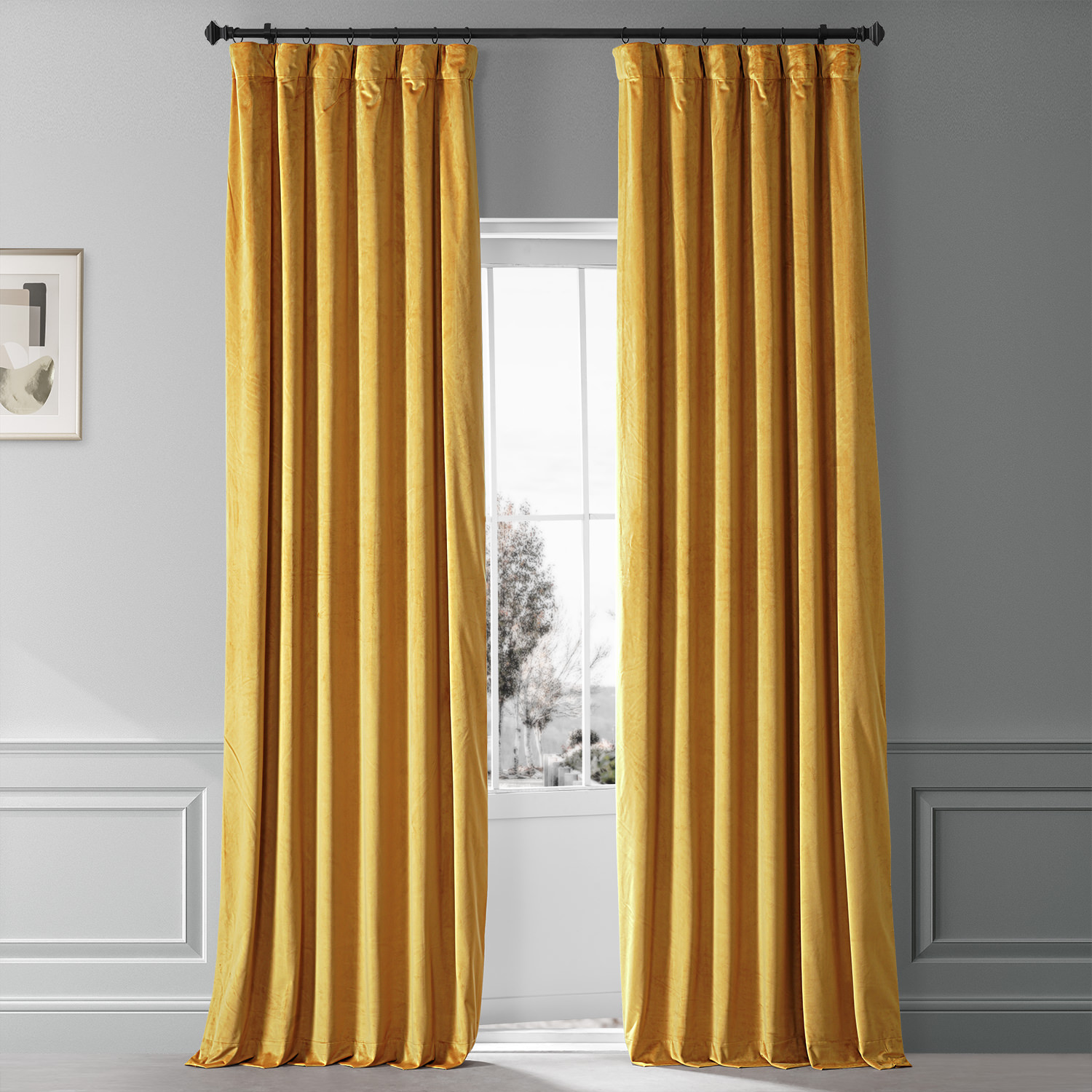 Signature Sophomore Gold Plush Velvet Hotel Blackout Curtain