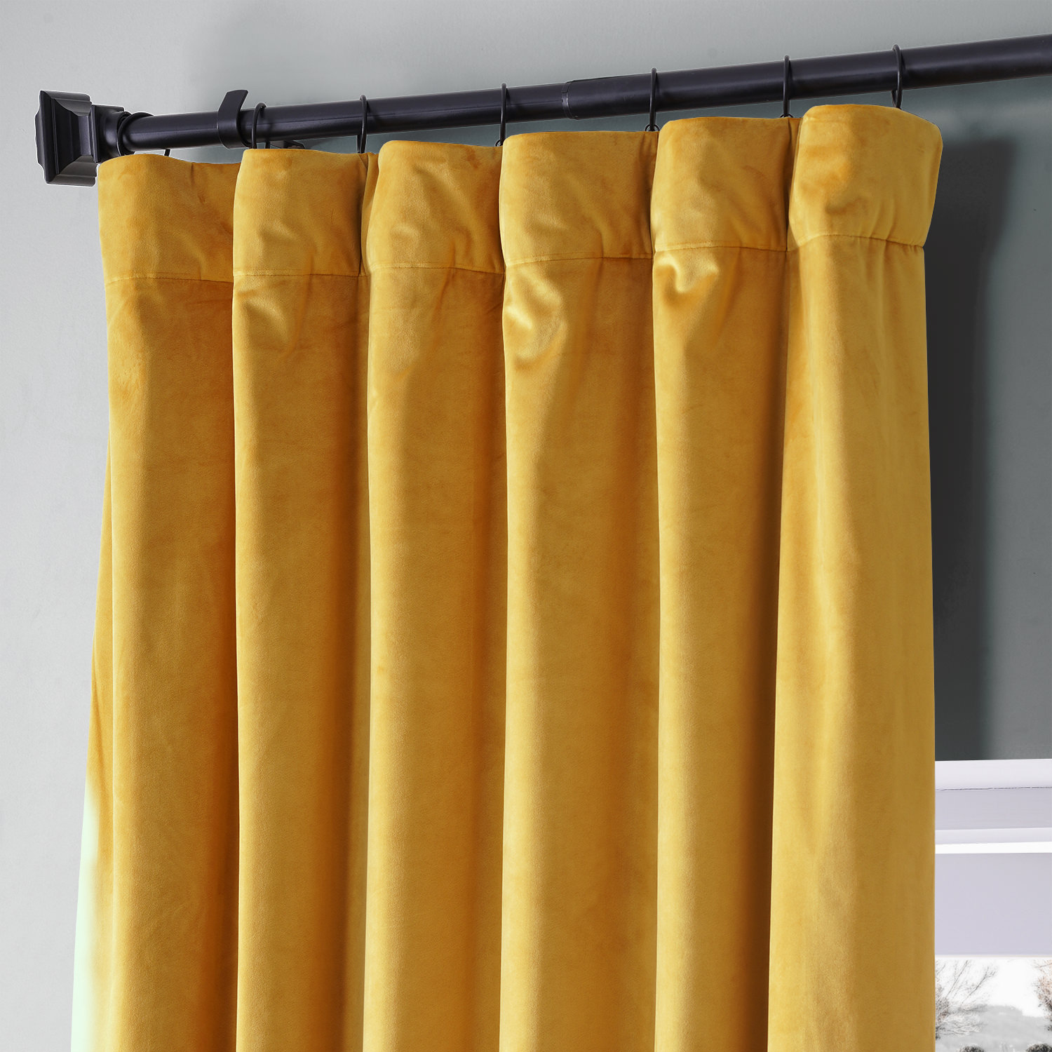 Signature Sophomore Gold Plush Velvet Hotel Blackout Curtain