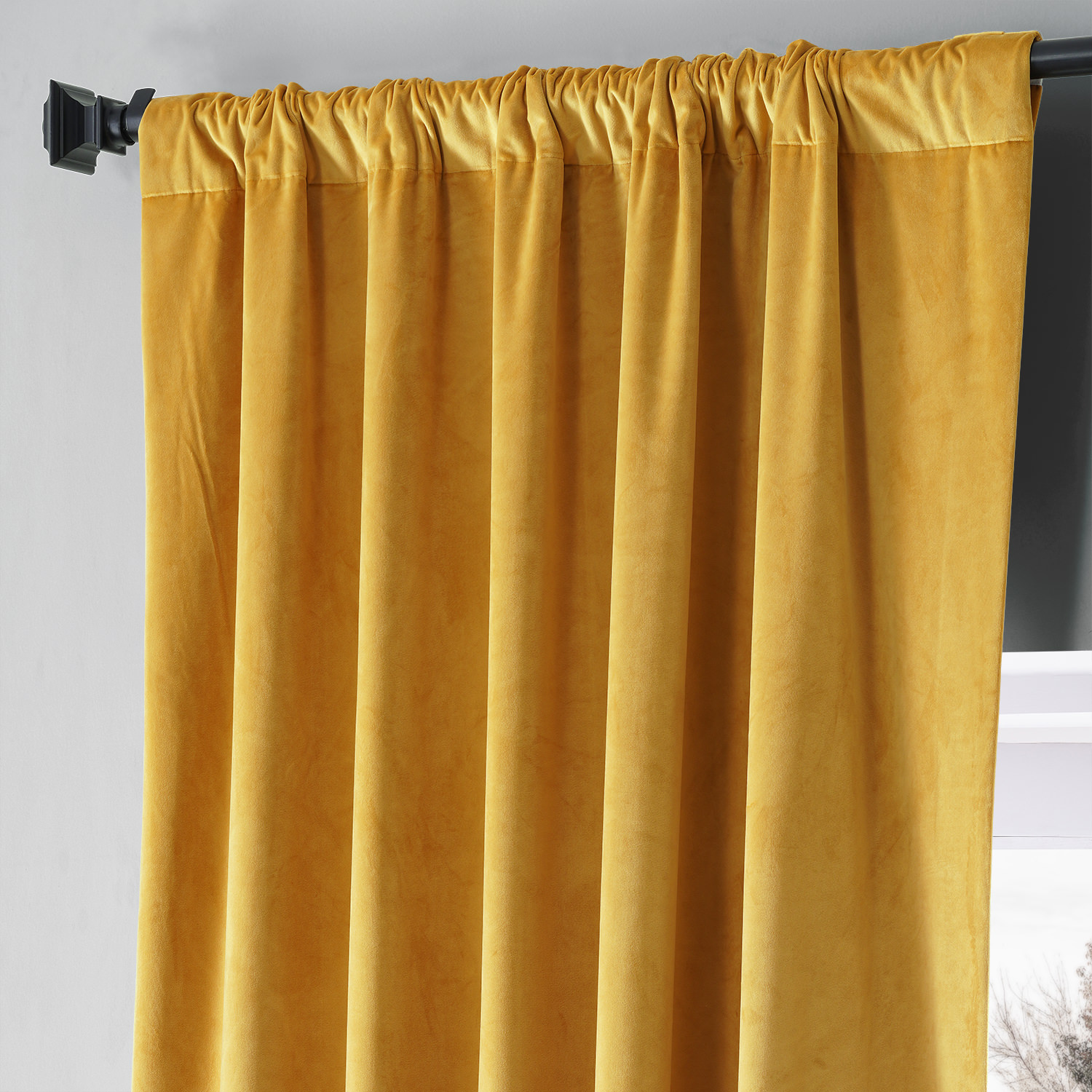 Signature Sophomore Gold Plush Velvet Hotel Blackout Curtain