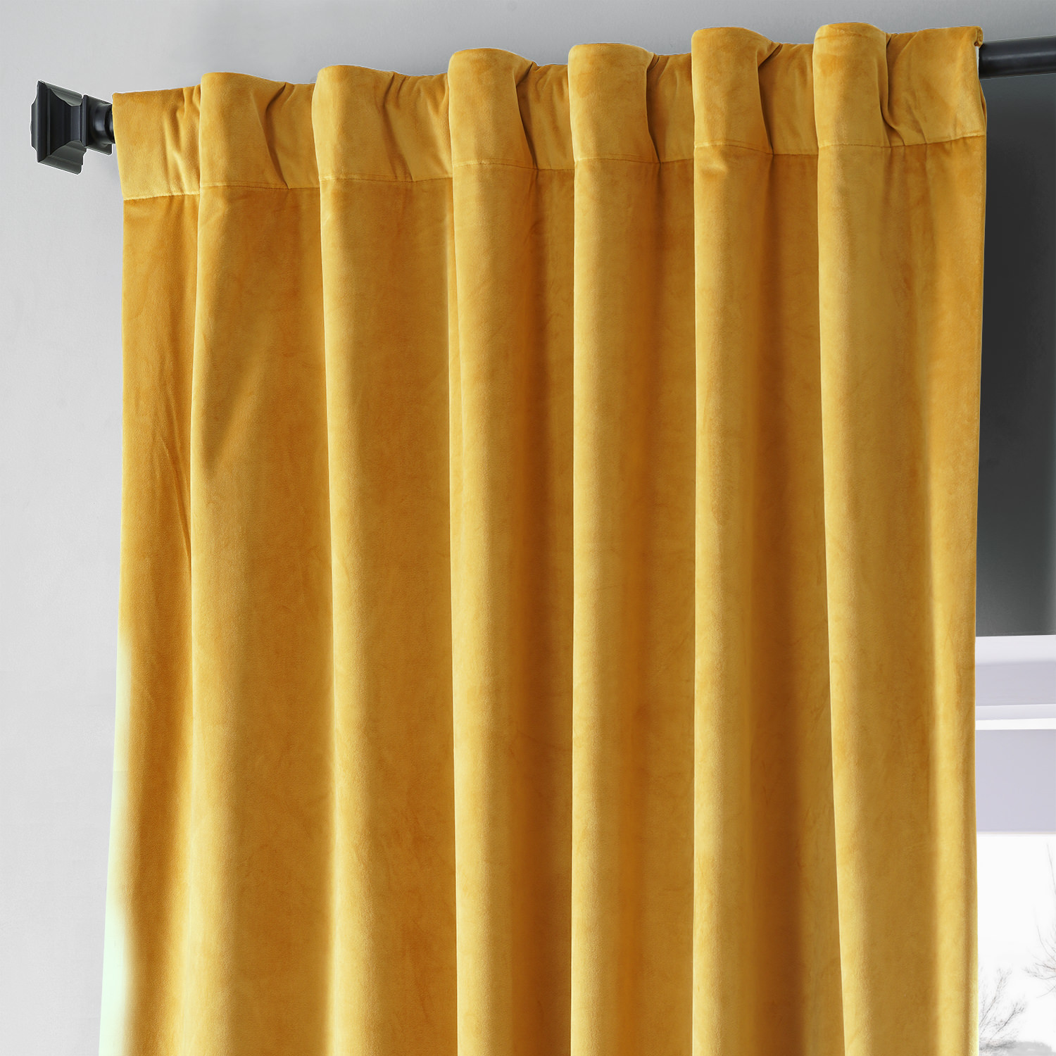 Signature Sophomore Gold Plush Velvet Hotel Blackout Curtain