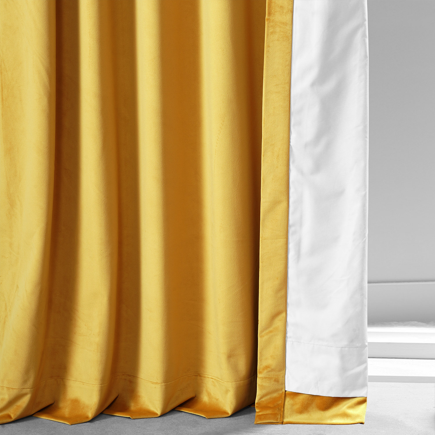 Signature Sophomore Gold Plush Velvet Hotel Blackout Curtain