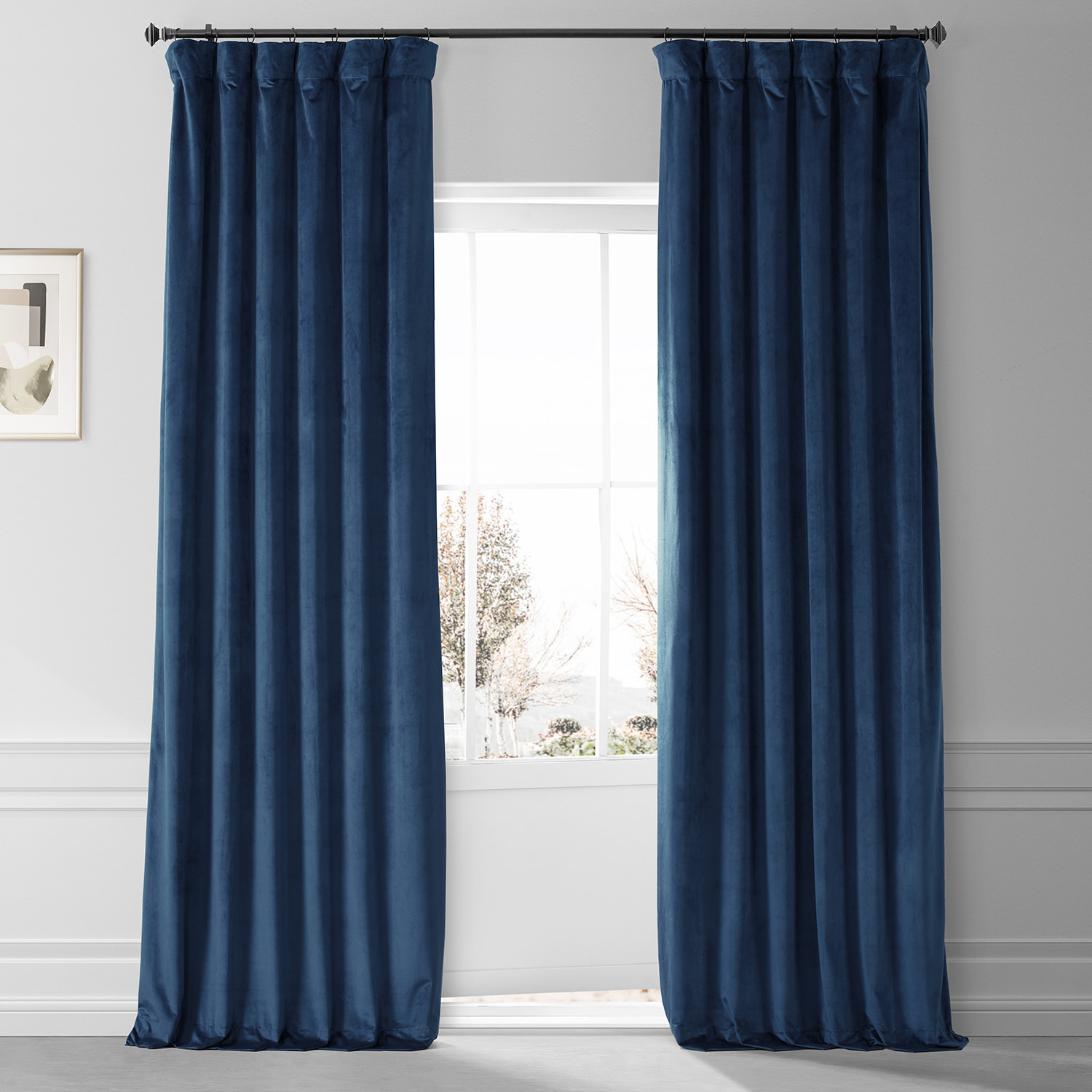 Signature Dreamland Blue Plush Velvet Hotel Blackout Curtain