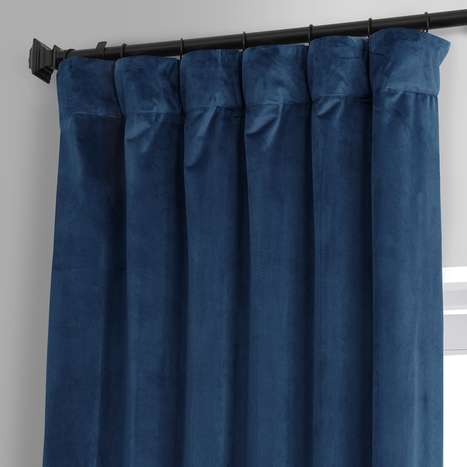 Signature Dreamland Blue Plush Velvet Hotel Blackout Curtain