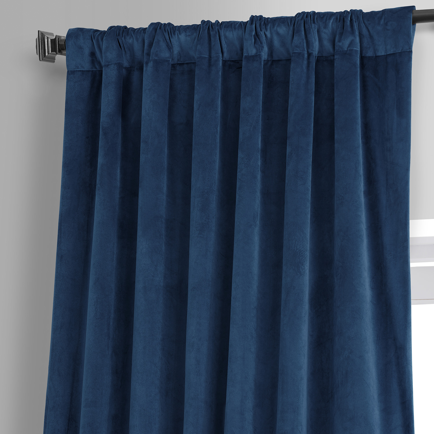 Signature Dreamland Blue Plush Velvet Hotel Blackout Curtain