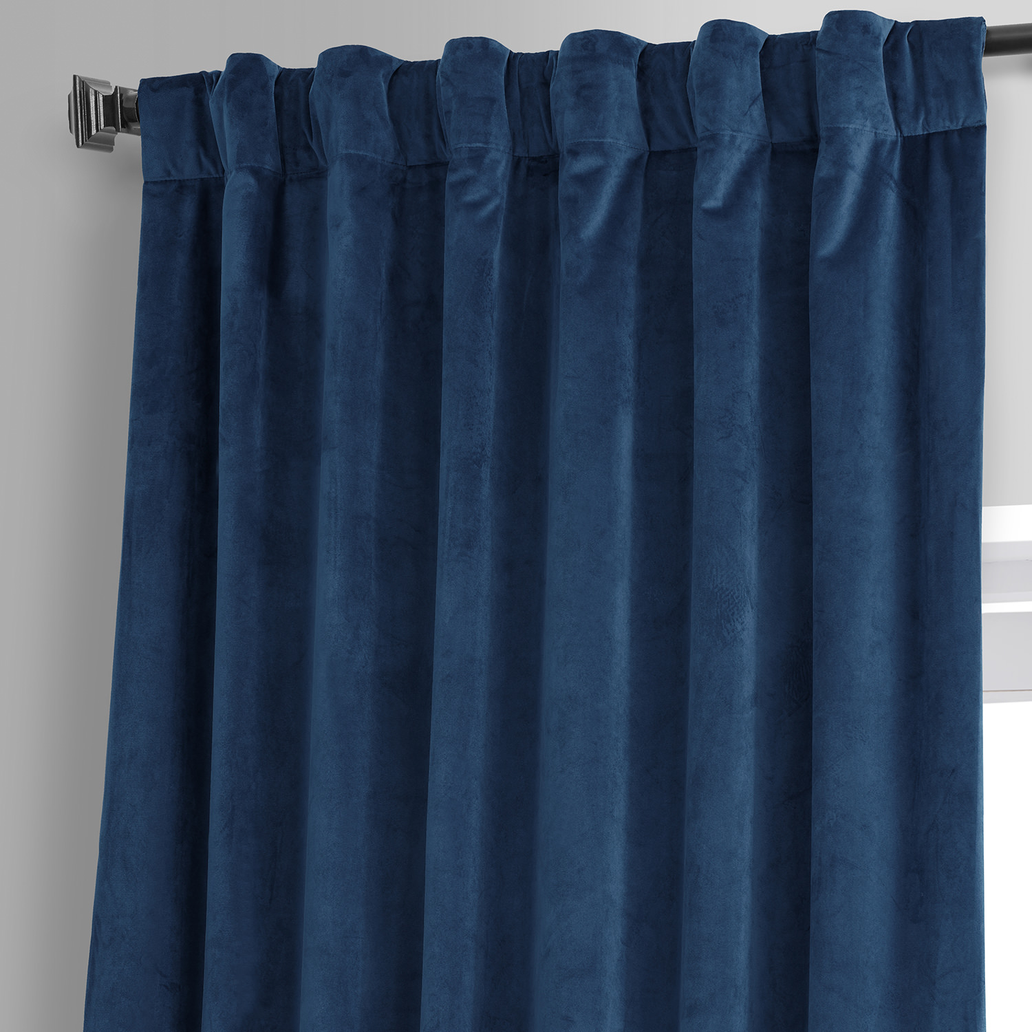 Signature Dreamland Blue Plush Velvet Hotel Blackout Curtain