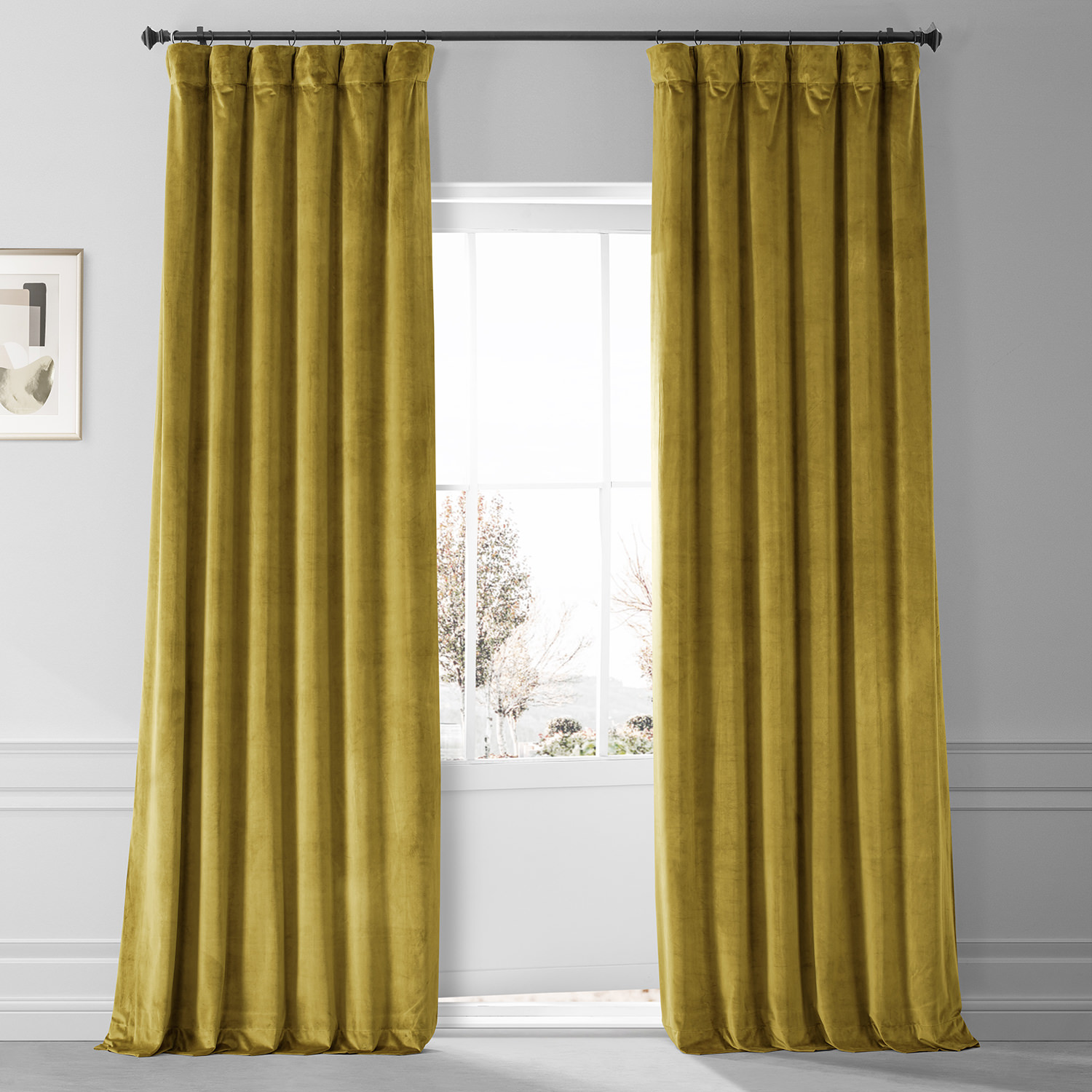 Signature Babalonia Green Plush Velvet Hotel Blackout Curtain