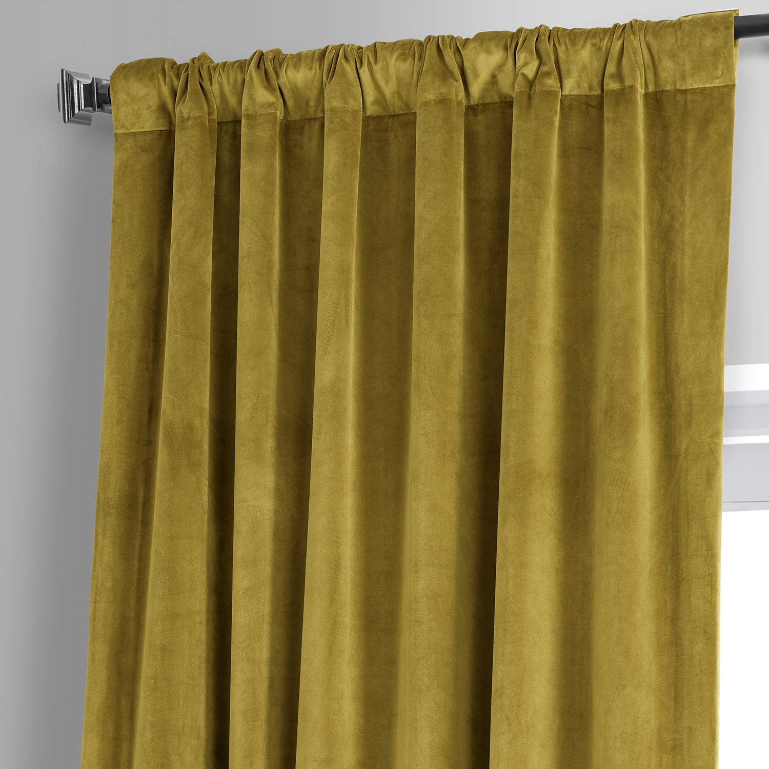 Signature Babalonia Green Plush Velvet Hotel Blackout Curtain