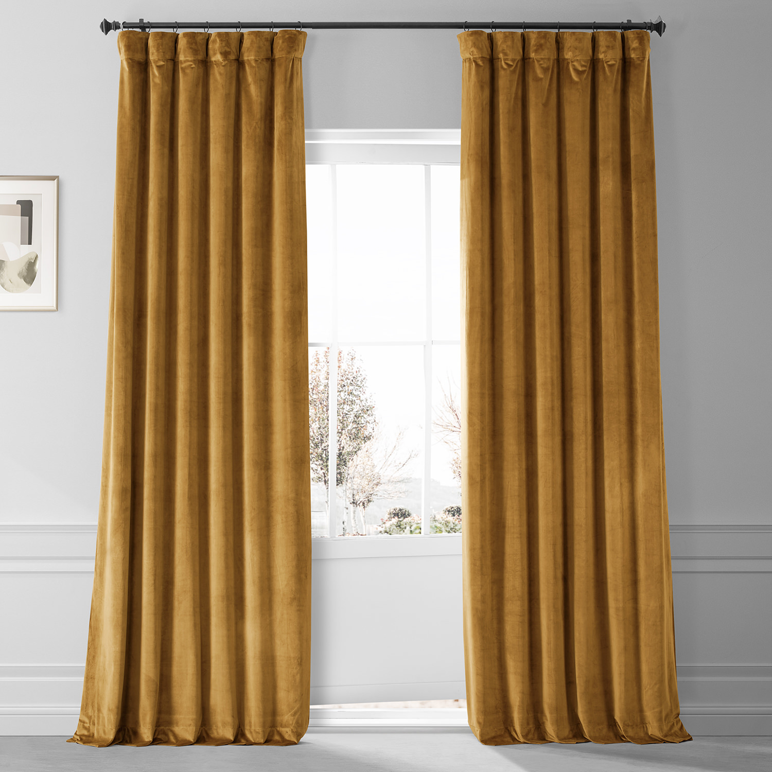 Signature Apple Cider Gold Plush Velvet Hotel Blackout Curtain