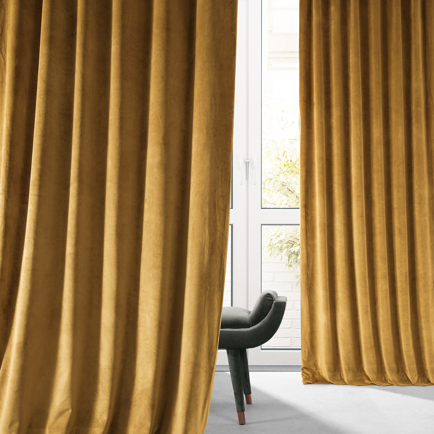 Signature Apple Cider Gold Plush Velvet Hotel Blackout Curtain