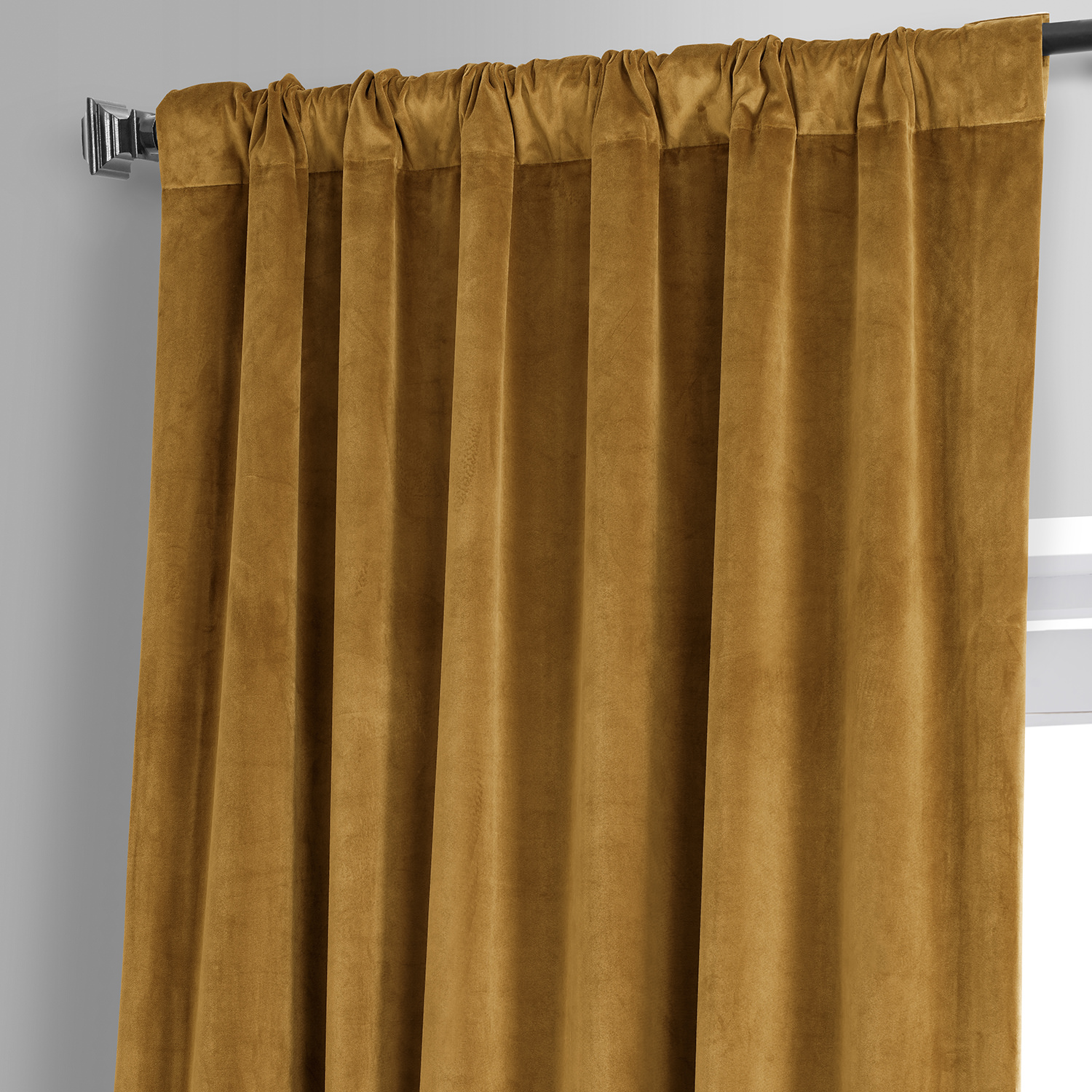 Signature Apple Cider Gold Plush Velvet Hotel Blackout Curtain