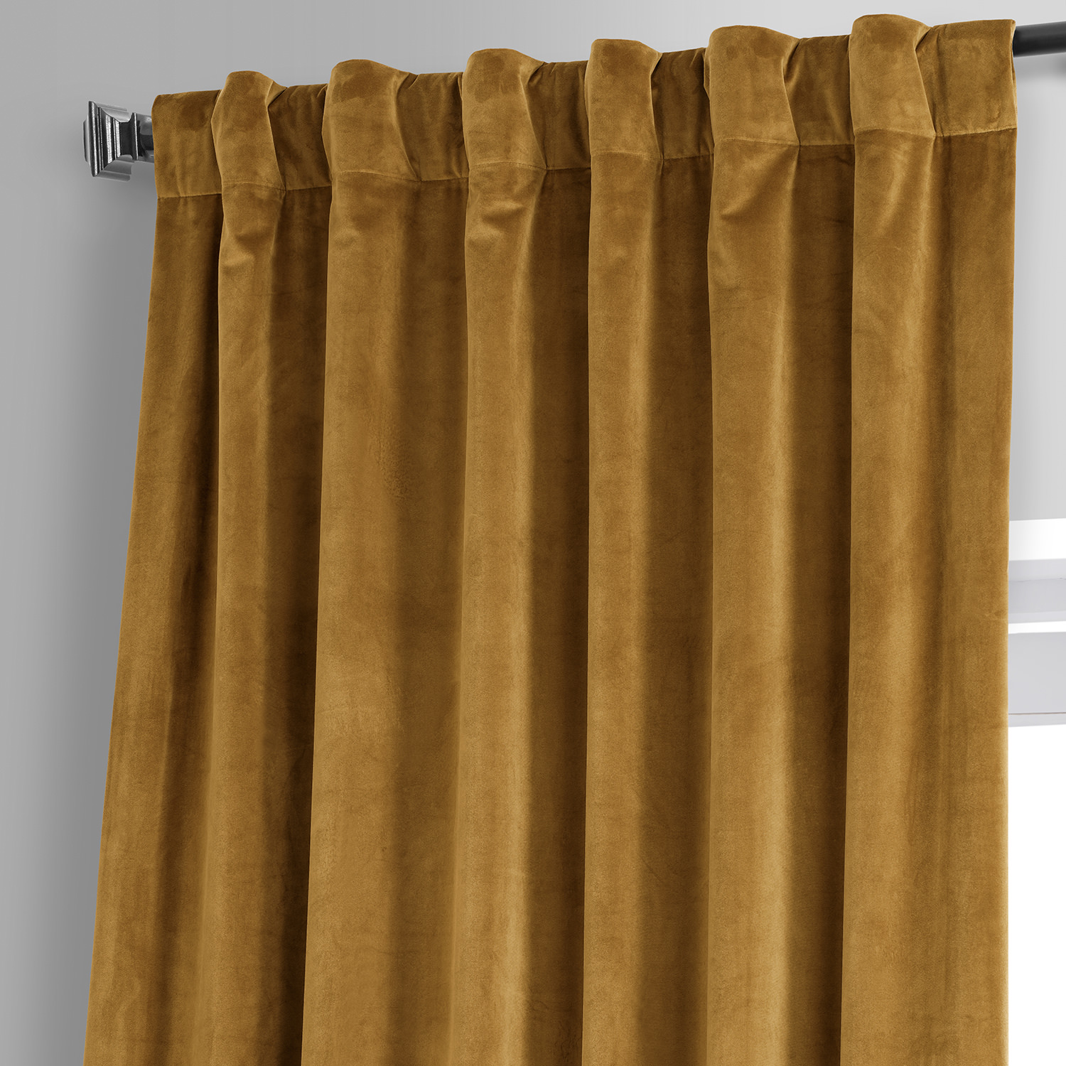 Signature Apple Cider Gold Plush Velvet Hotel Blackout Curtain