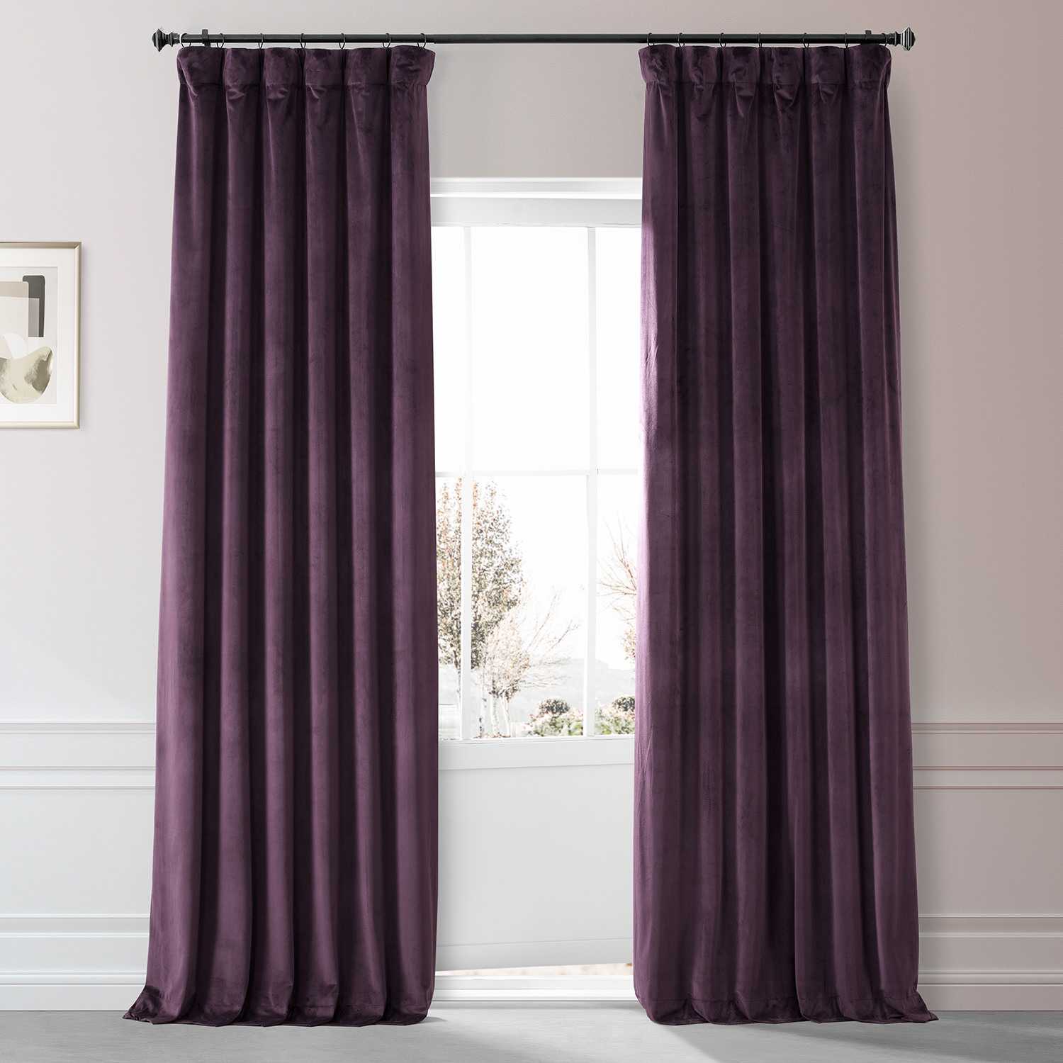 Signature Plum Blossom Plush Velvet Hotel Blackout Curtain