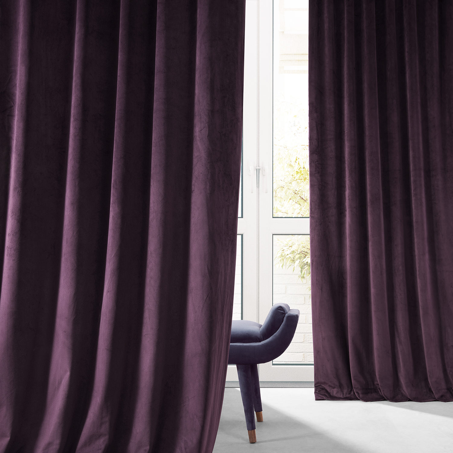 Signature Plum Blossom Plush Velvet Hotel Blackout Curtain