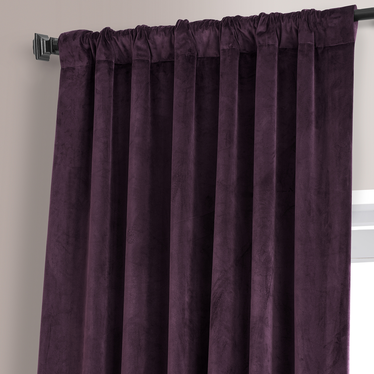 Signature Plum Blossom Plush Velvet Hotel Blackout Curtain