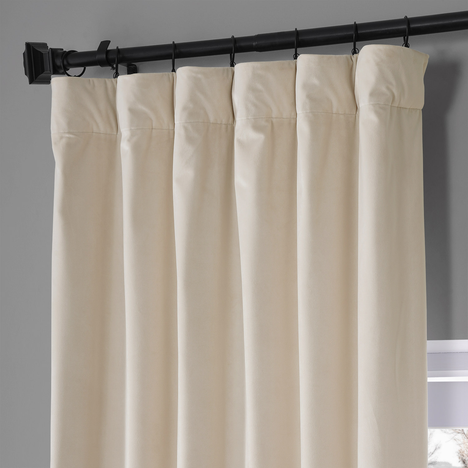 Signature Diva Cream Plush Velvet Hotel Blackout Curtain