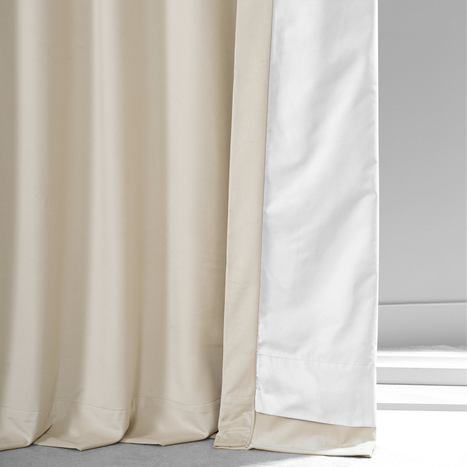 Signature Diva Cream Plush Velvet Hotel Blackout Curtain