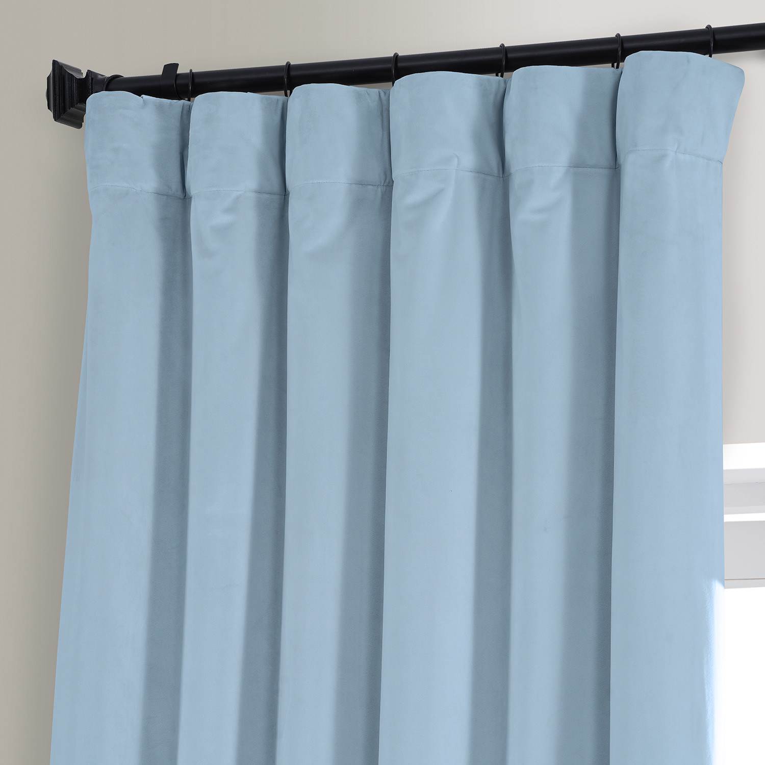 Signature Starry Blue Plush Velvet Hotel Blackout Curtain