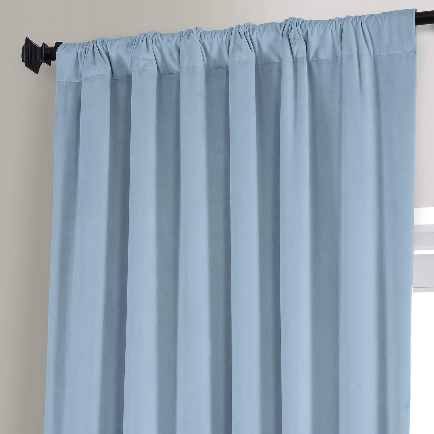 Signature Starry Blue Plush Velvet Hotel Blackout Curtain