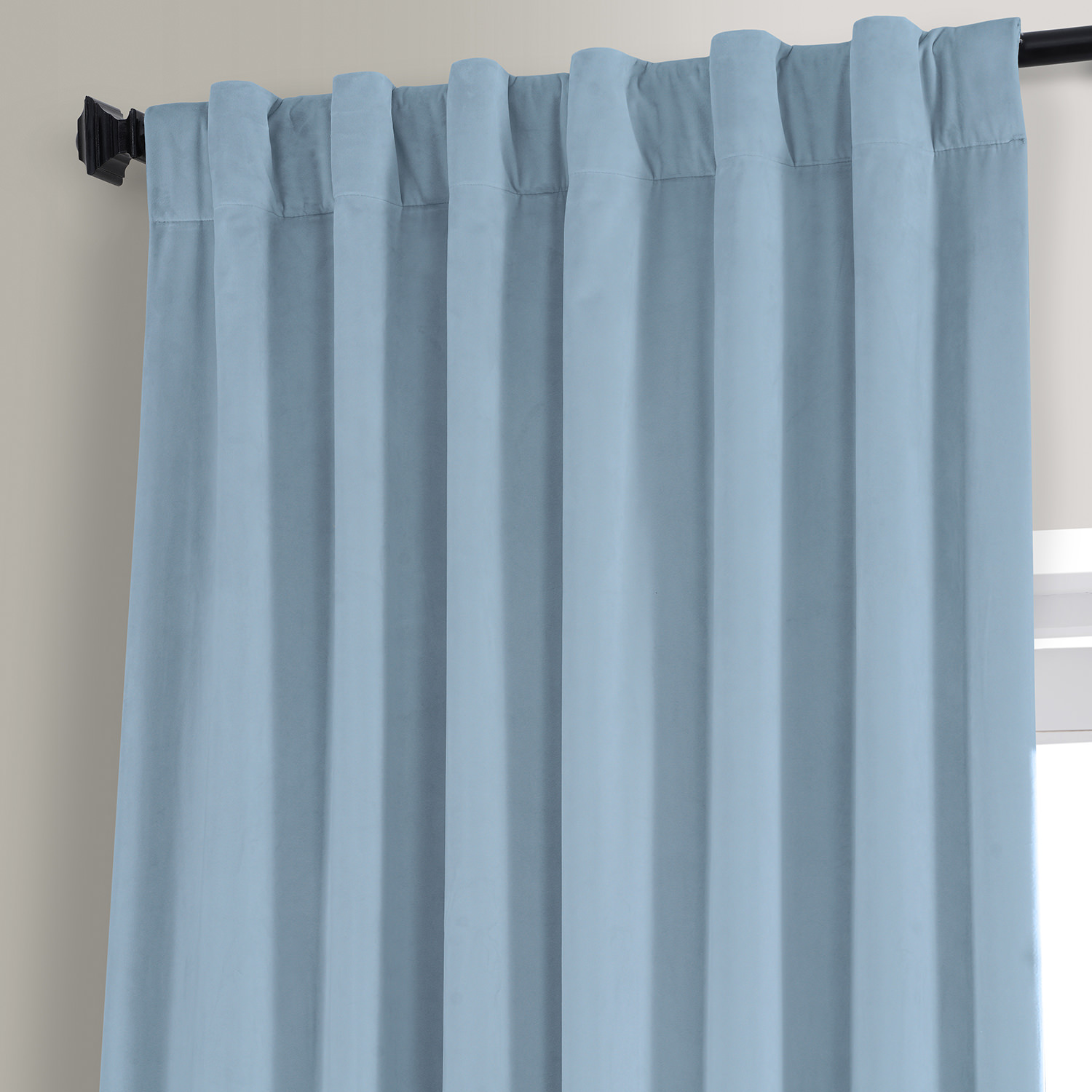 Signature Starry Blue Plush Velvet Hotel Blackout Curtain