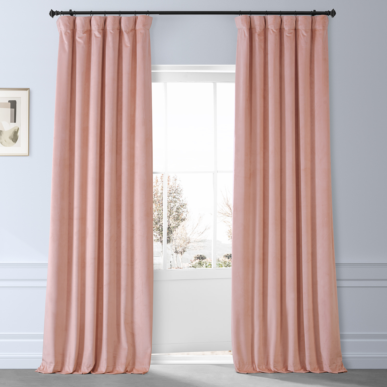 Signature Apricot Blossom Plush Velvet Hotel Blackout Curtain