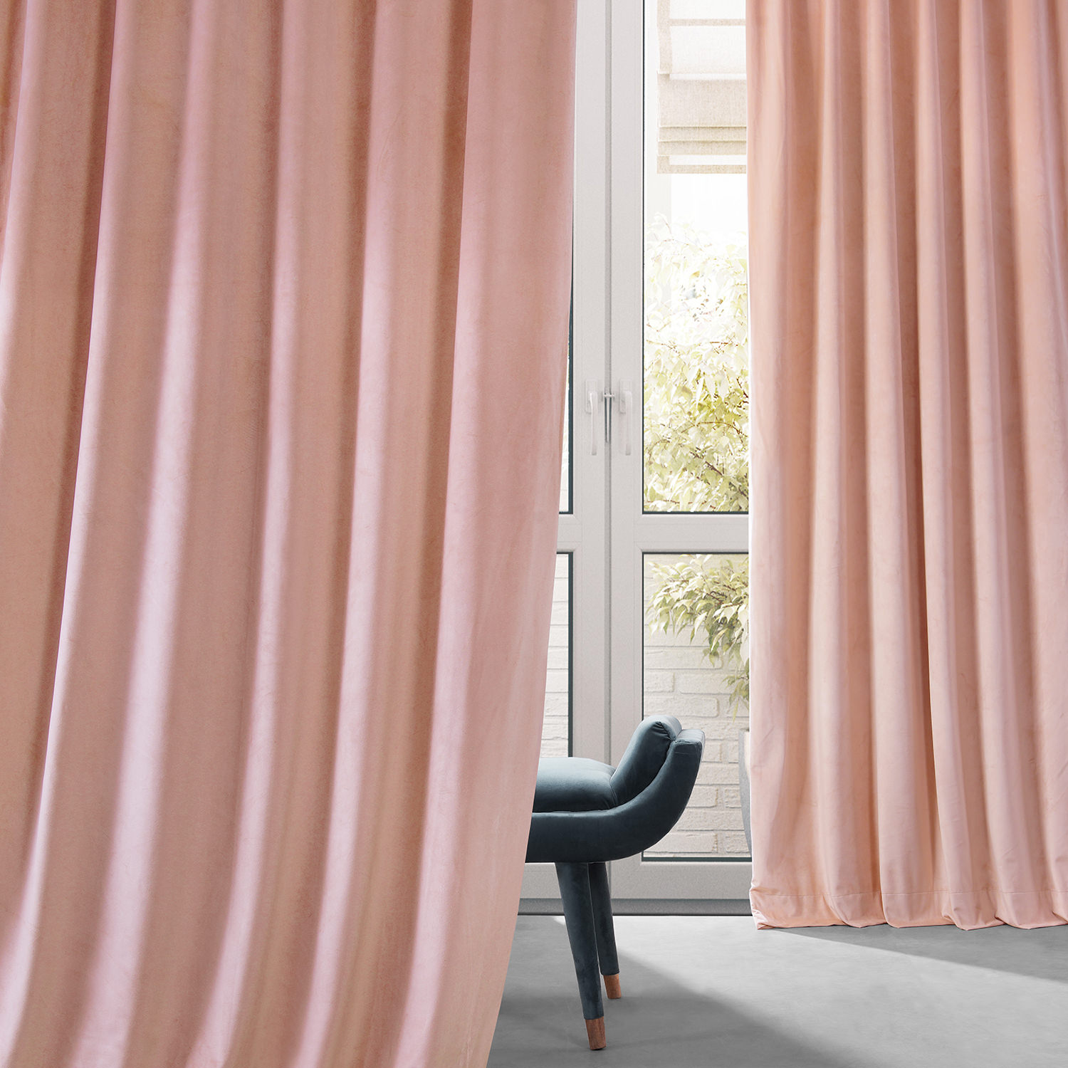 Signature Apricot Blossom Plush Velvet Hotel Blackout Curtain