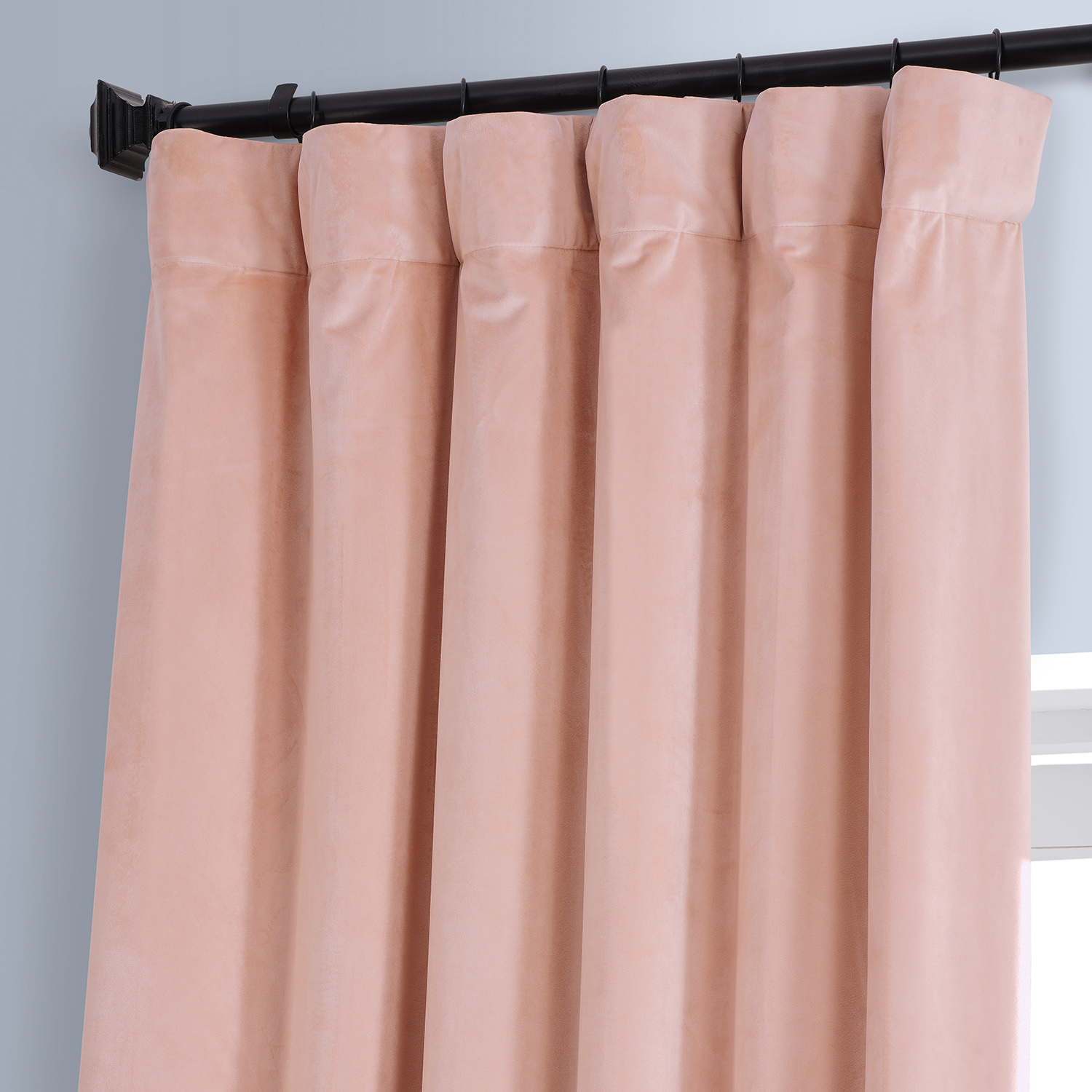 Signature Apricot Blossom Plush Velvet Hotel Blackout Curtain