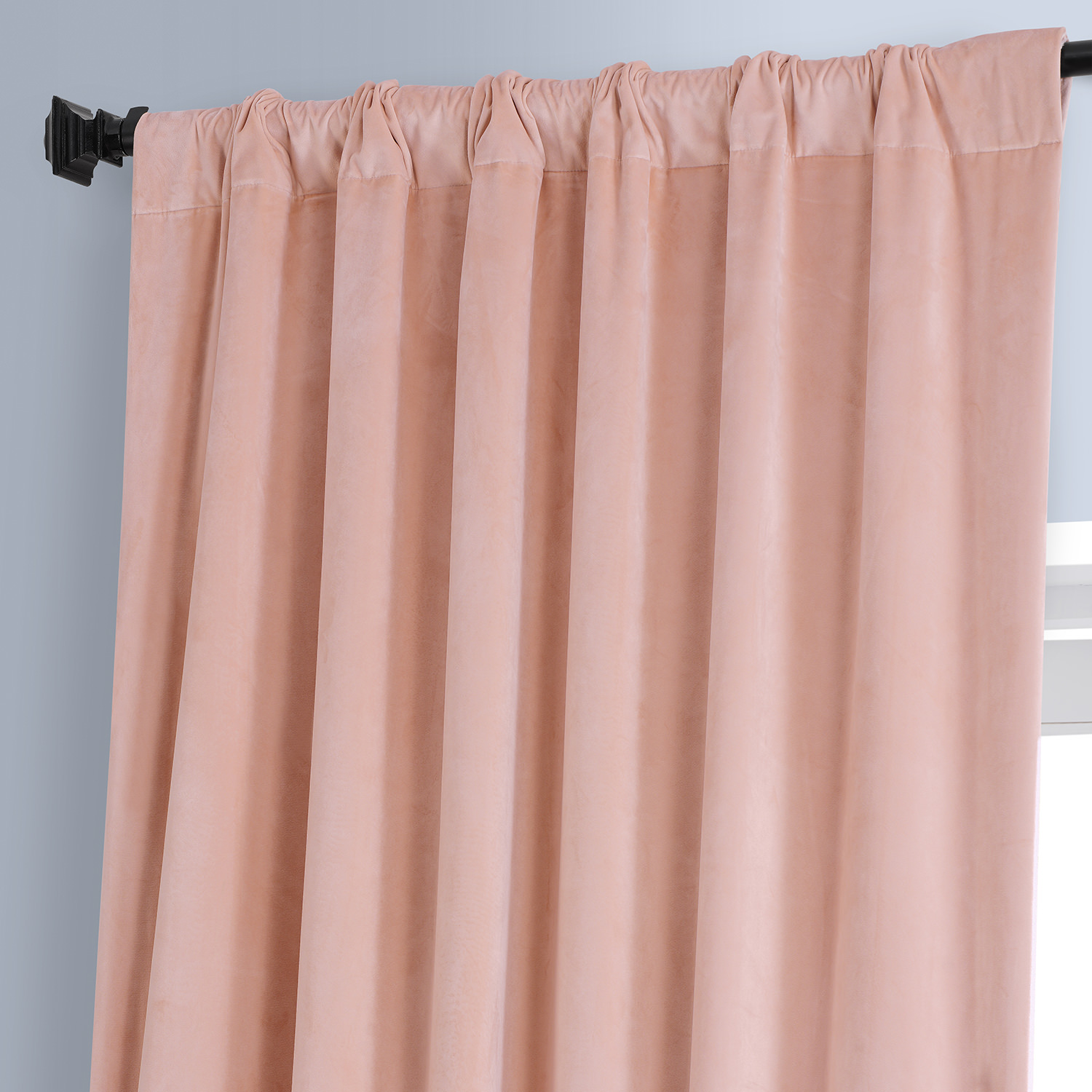 Signature Apricot Blossom Plush Velvet Hotel Blackout Curtain