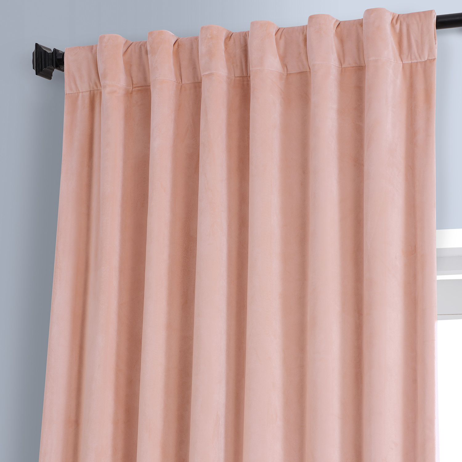 Signature Apricot Blossom Plush Velvet Hotel Blackout Curtain