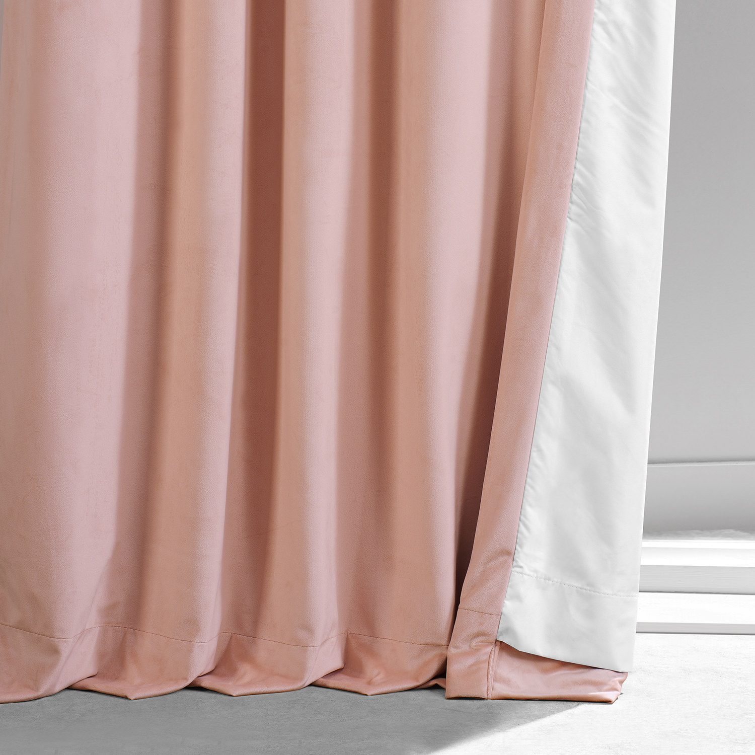 Signature Apricot Blossom Plush Velvet Hotel Blackout Curtain