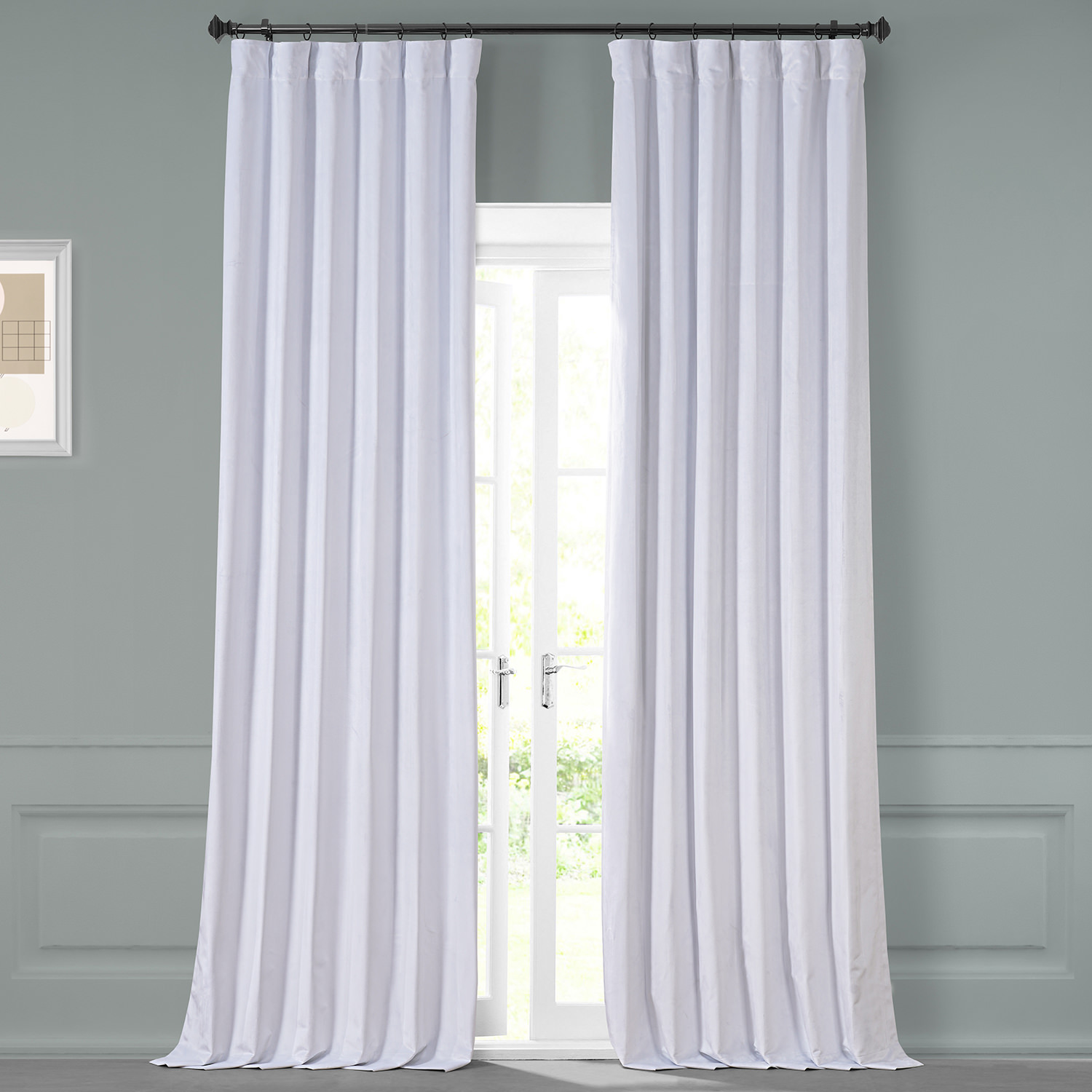 Iconic White Performance Velvet Blackout Curtain Pair (2 Panels)